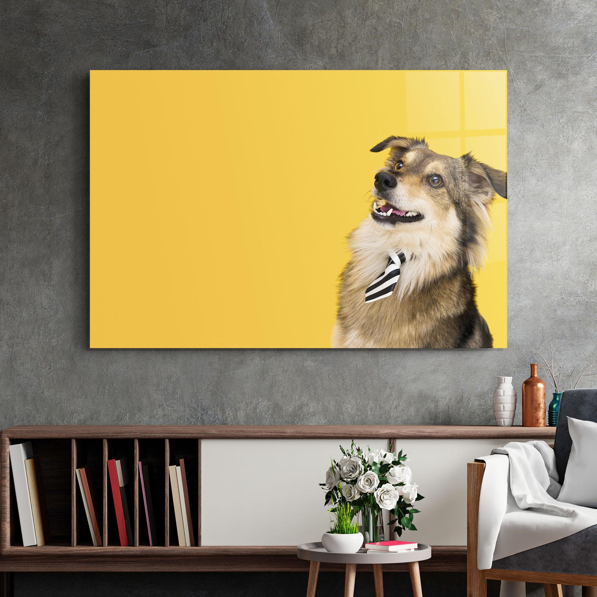 Glasbild Cute Smiling Dog mockup 2