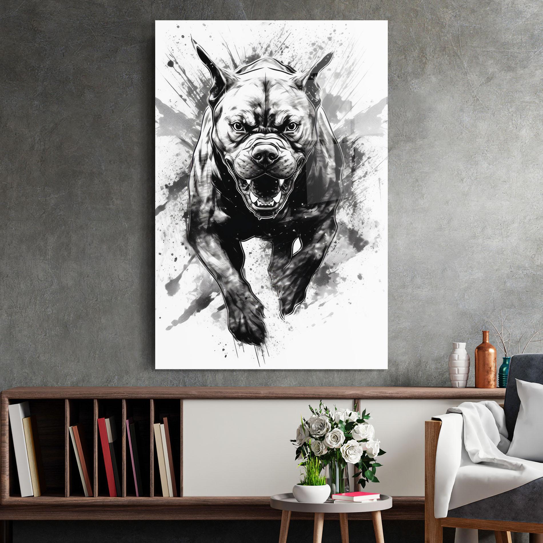 Glasbild Angry Dog Jump mockup 2