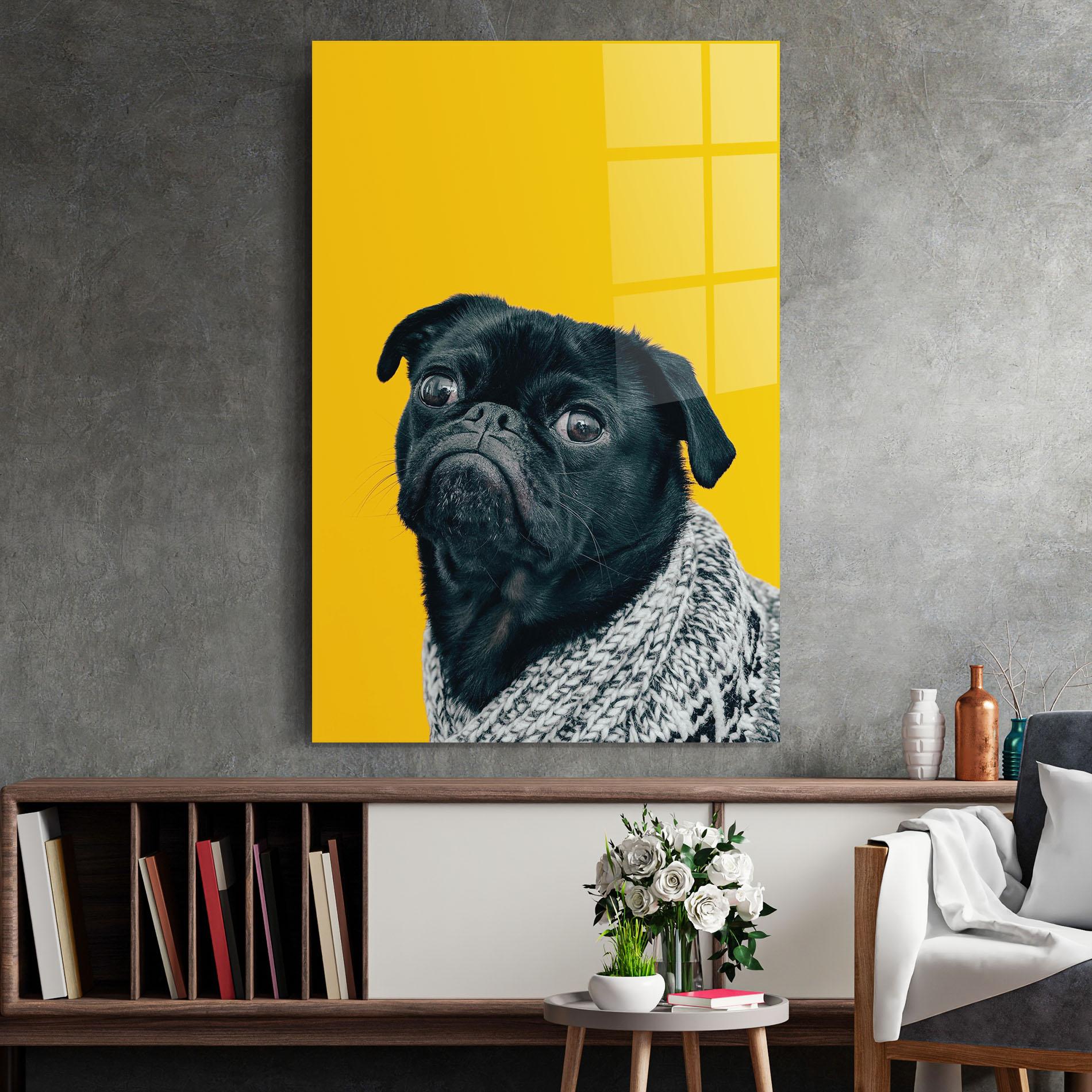 Glasbild Black Pug mockup 2