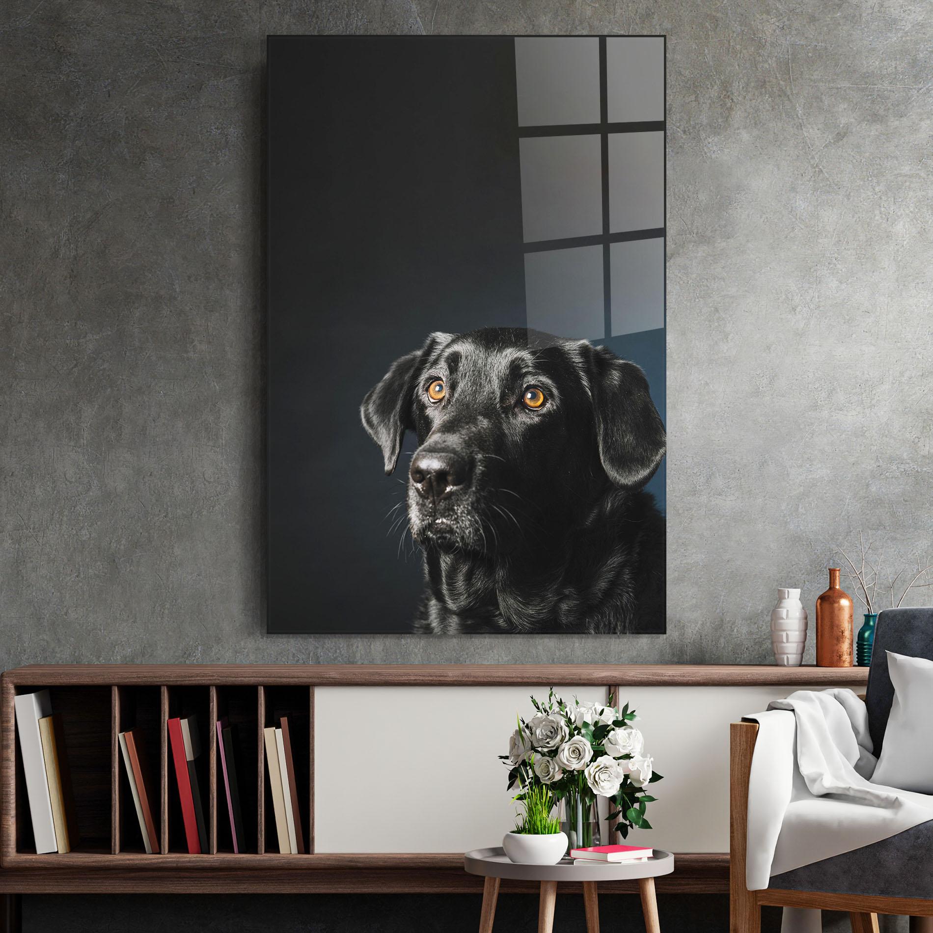 Glasbild Brown Eyes Dog mockup 2