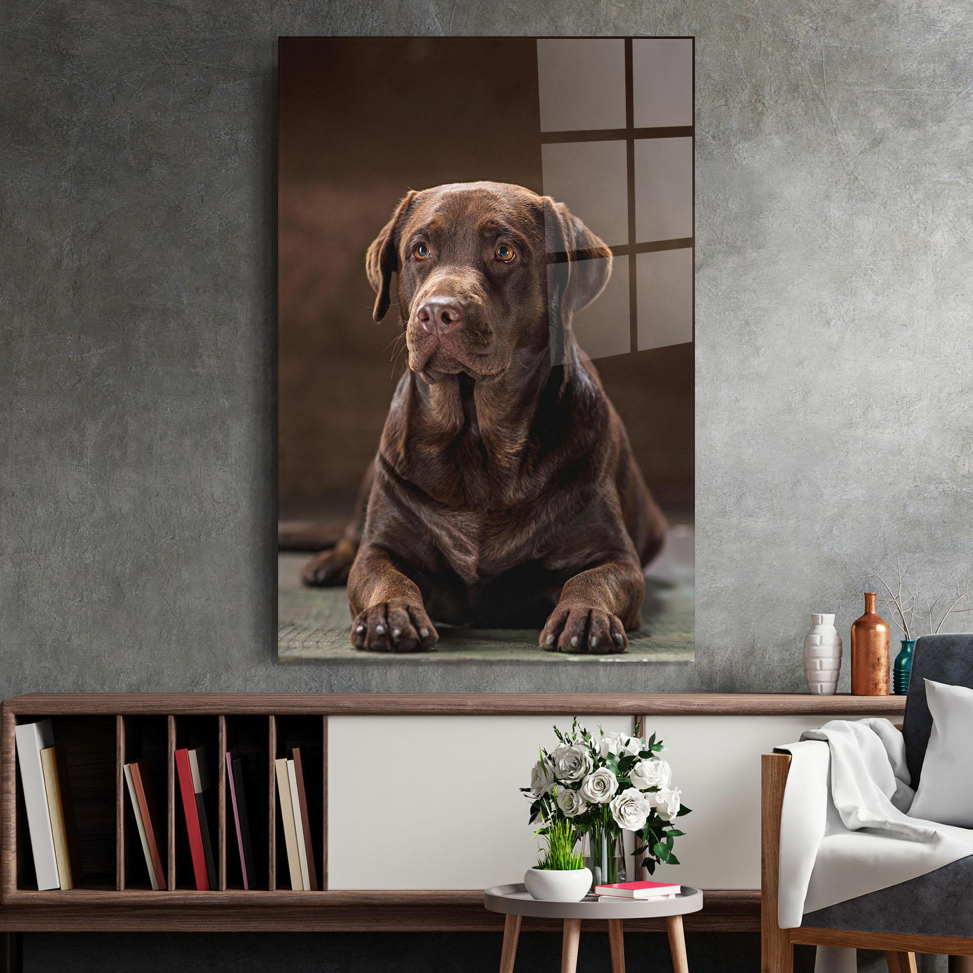 Glasbild Brown Labrador Dog mockup 2