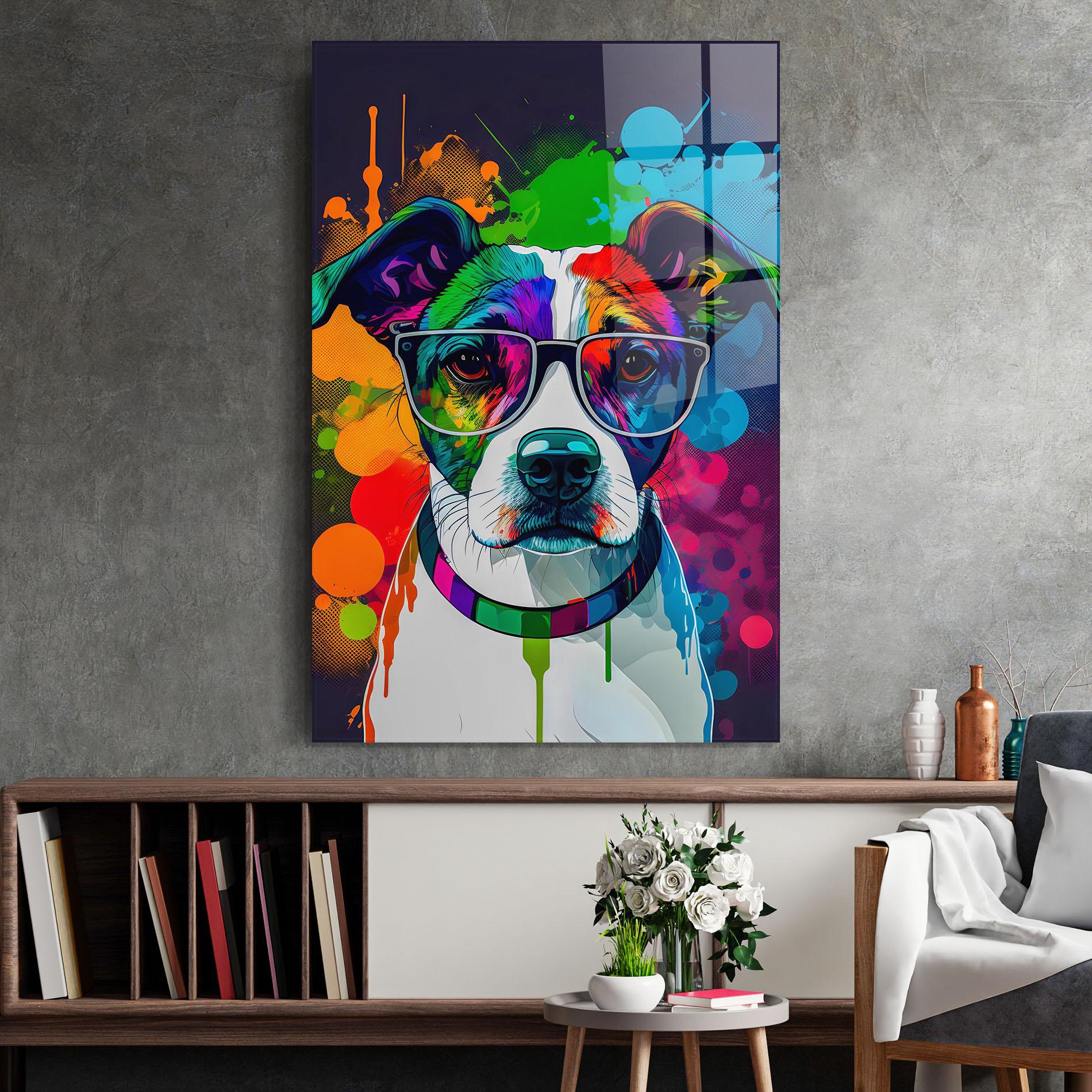 Glasbild Colorful Dog mockup 2