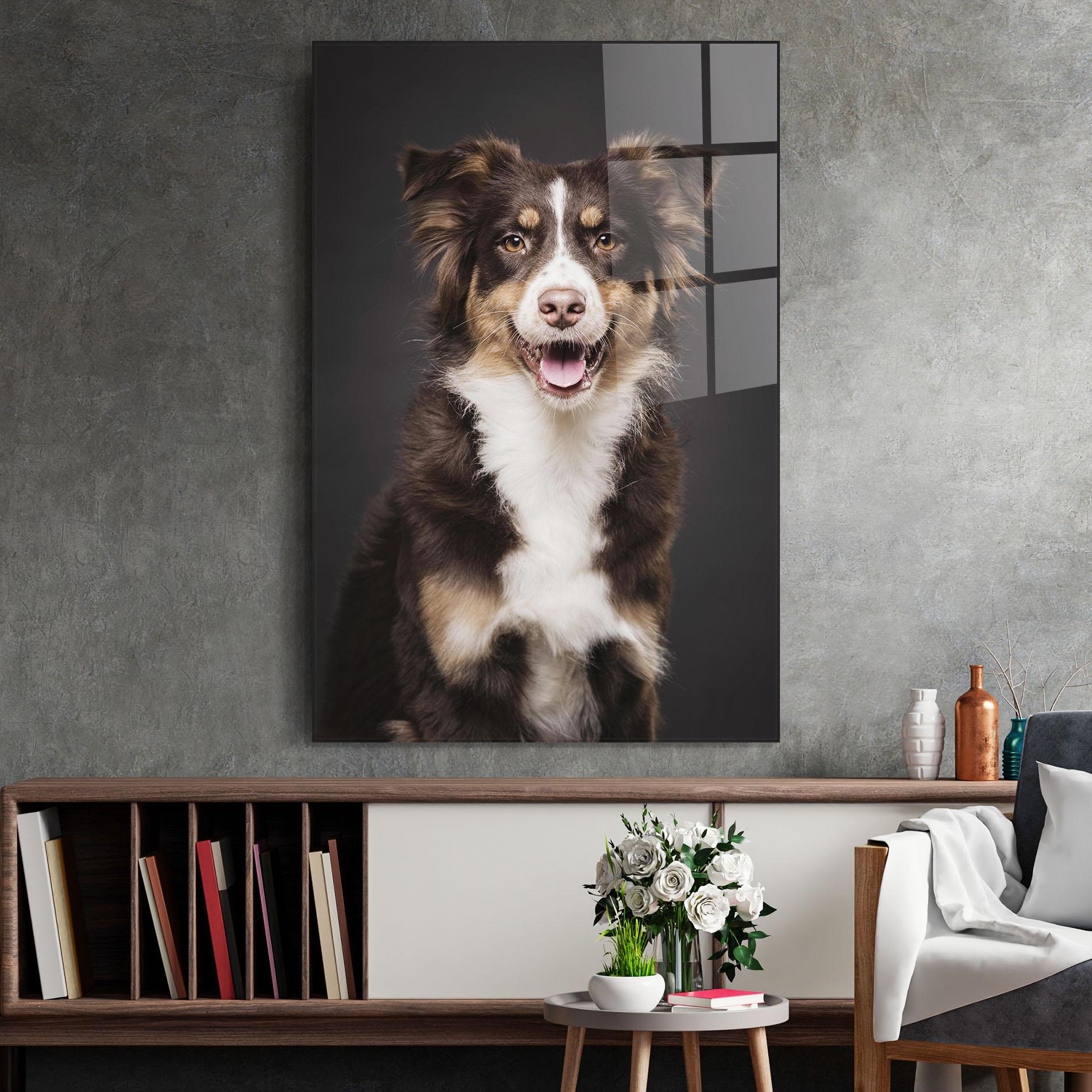 Glasbild Cute Dog Sitting mockup 2