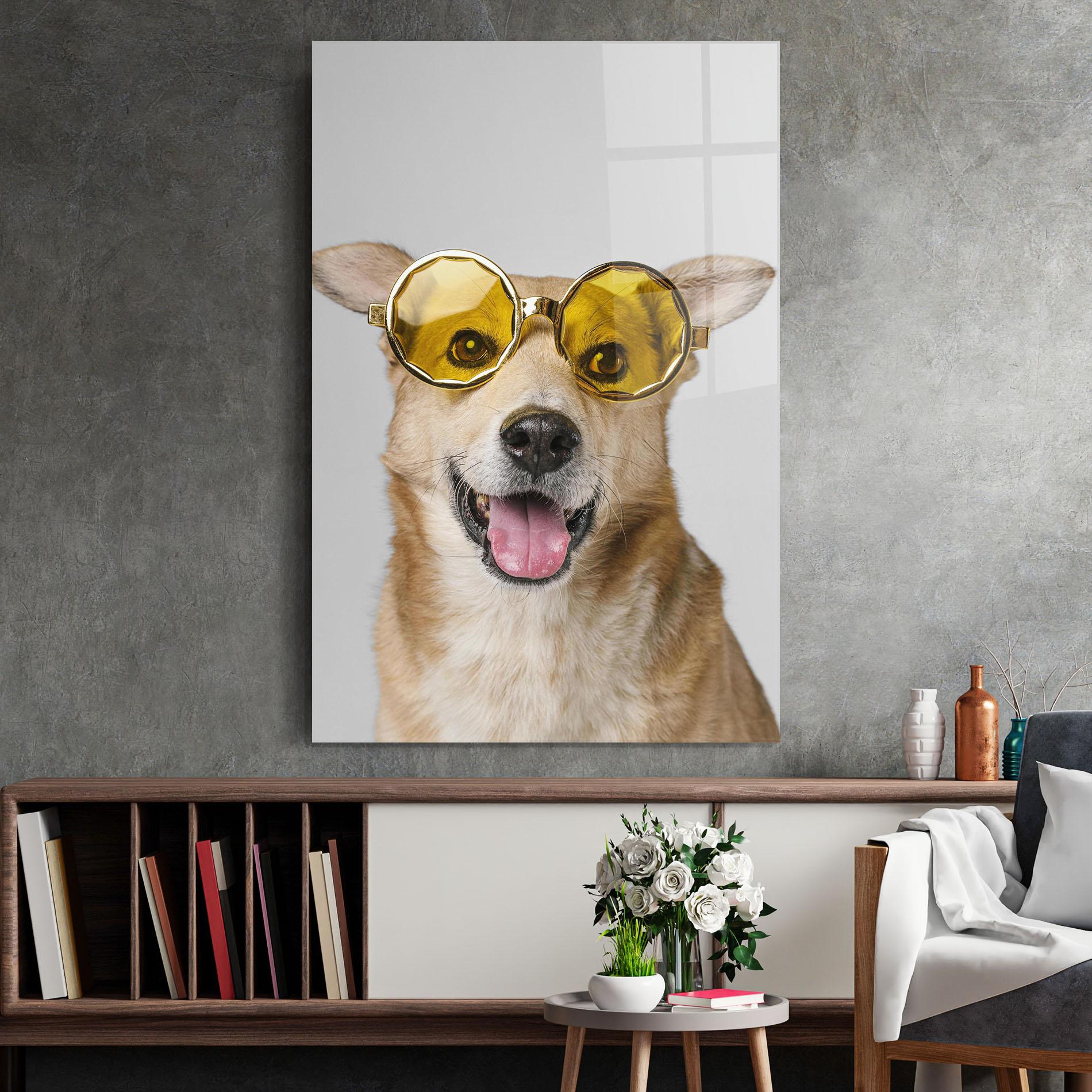 Glasbild Cute Smiley Dog mockup 2