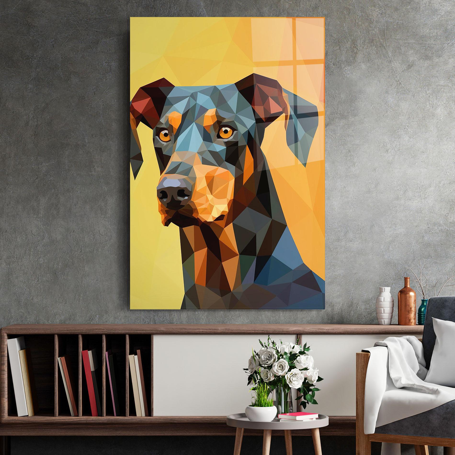 Glasbild Digital Art Dog mockup 2