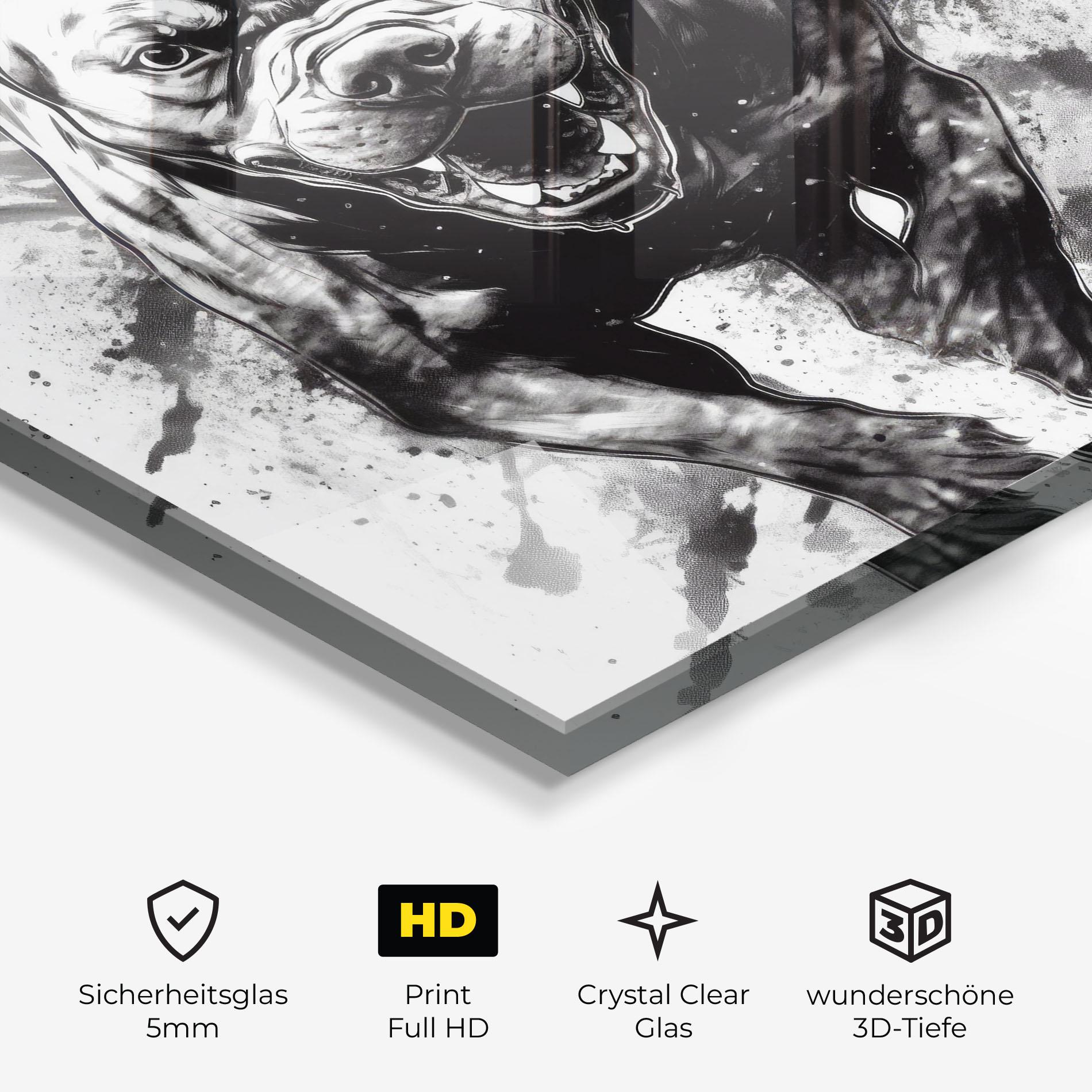 Glasbild Angry Dog Jump mockup 3