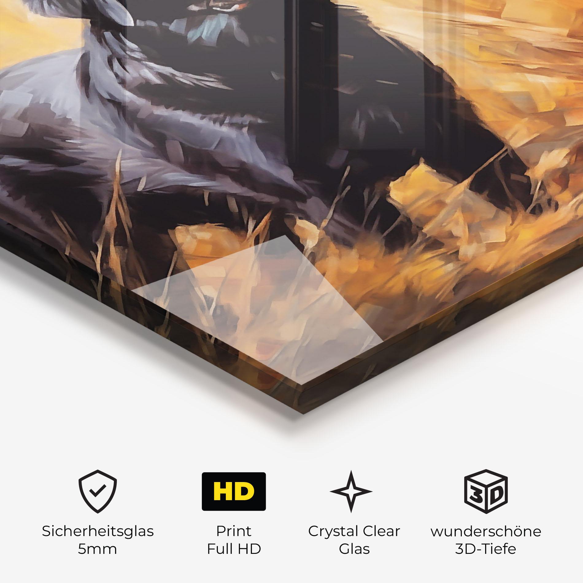 Glasbild Black Pretty Dog mockup 3