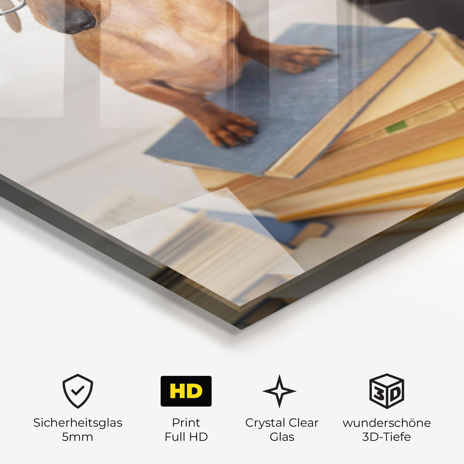 Glasbild Books Cute Dog mockup 3