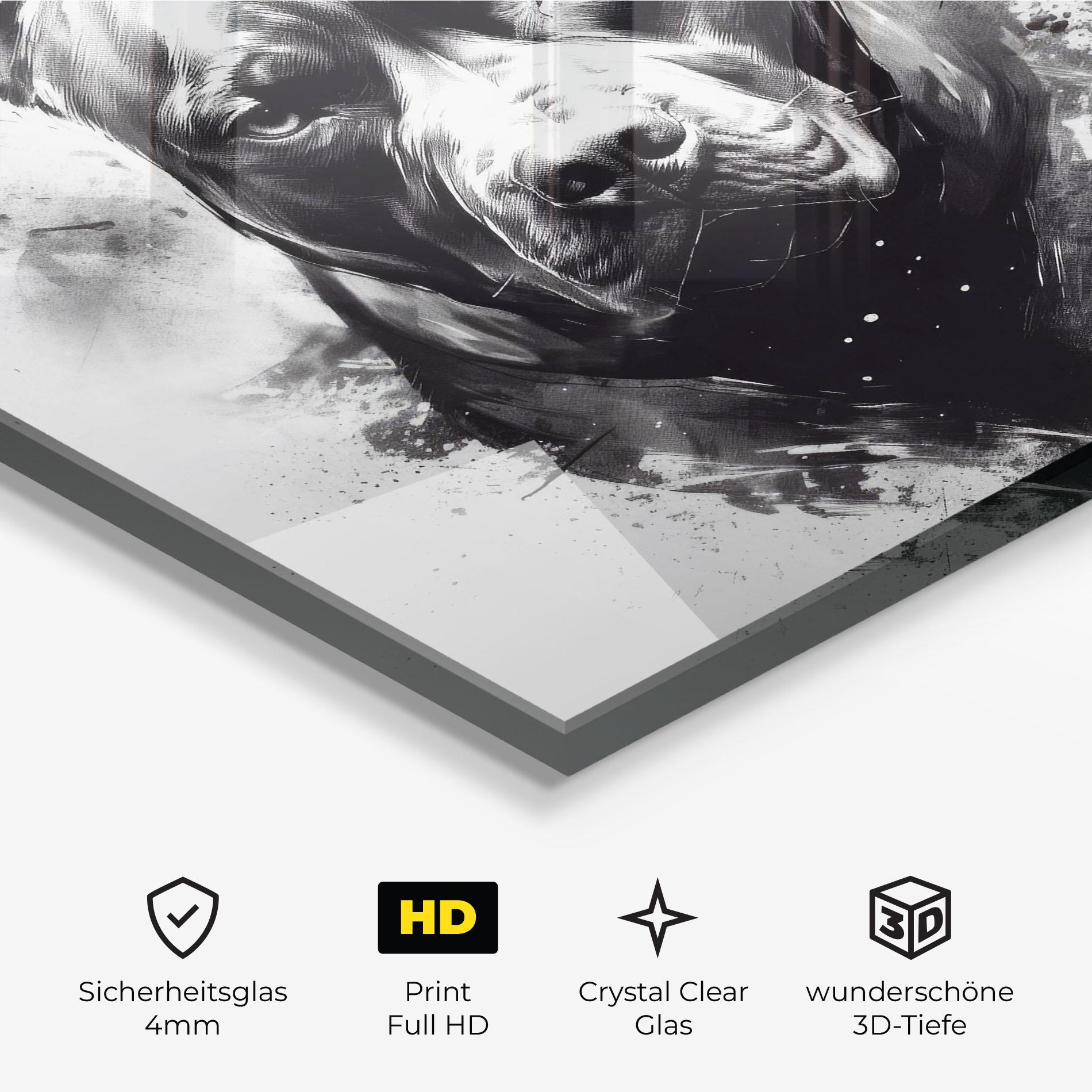 Glasbild Angry Dog Face mockup 3