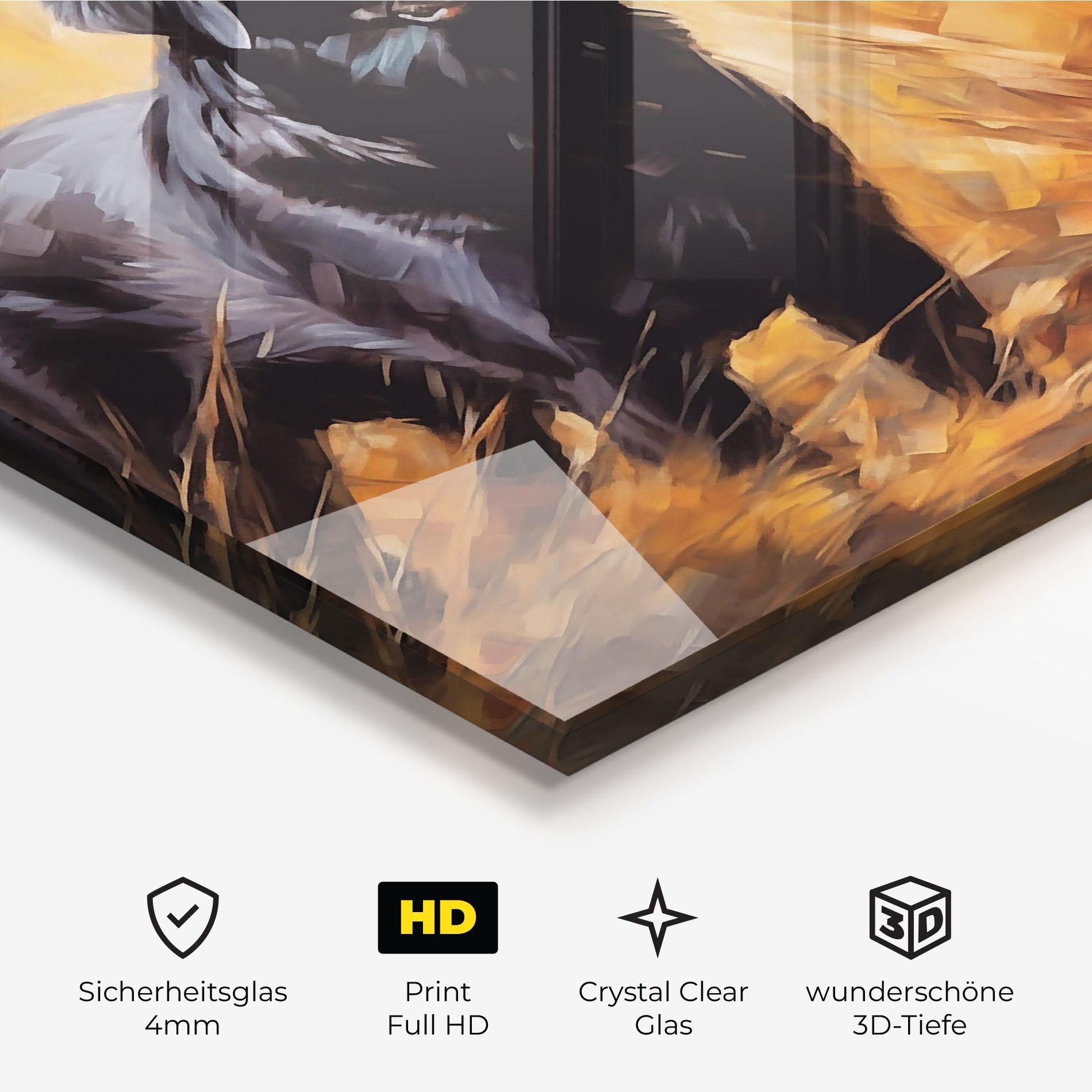 Glasbild Black Pretty Dog mockup 3