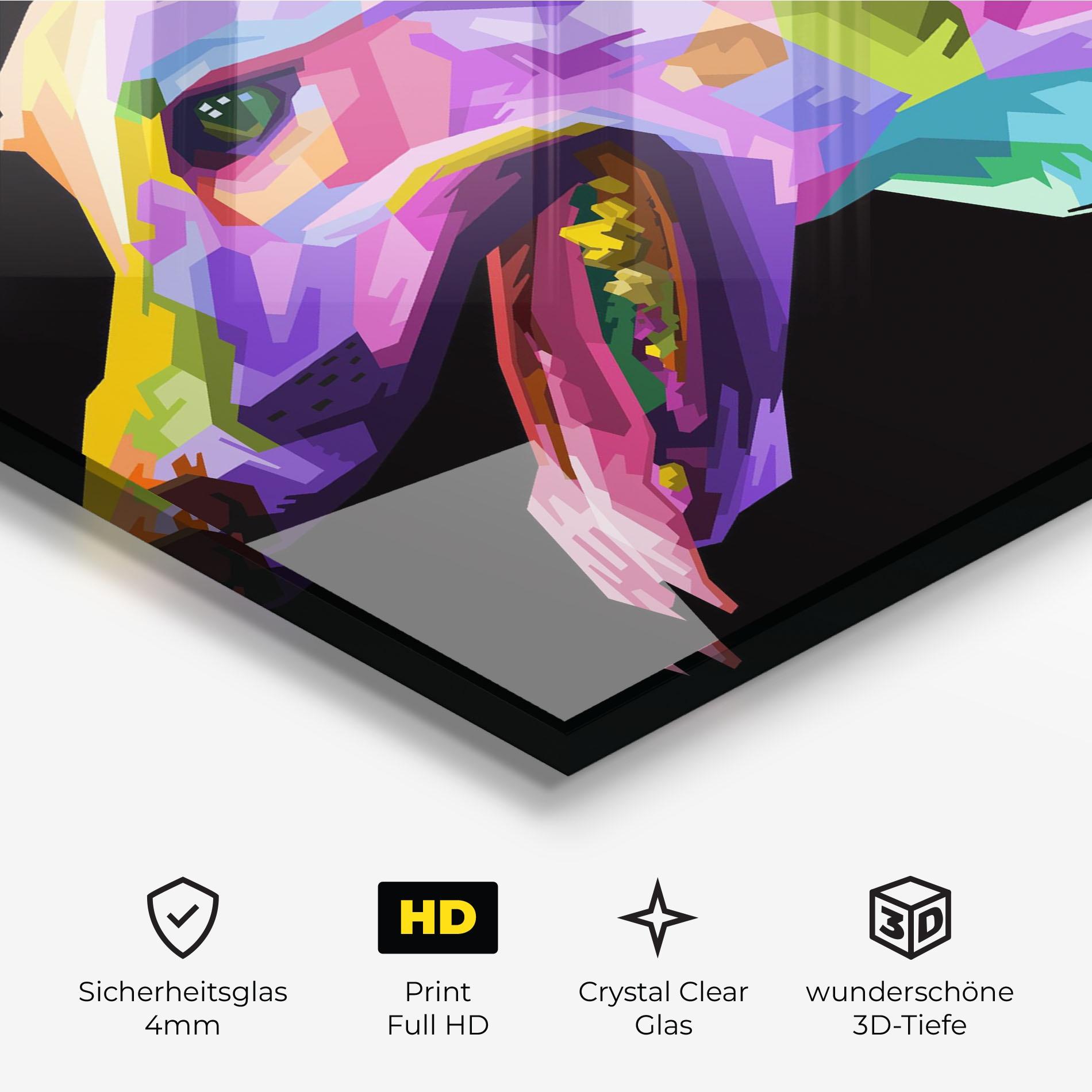 Glasbild Colorful Dog Art mockup 3