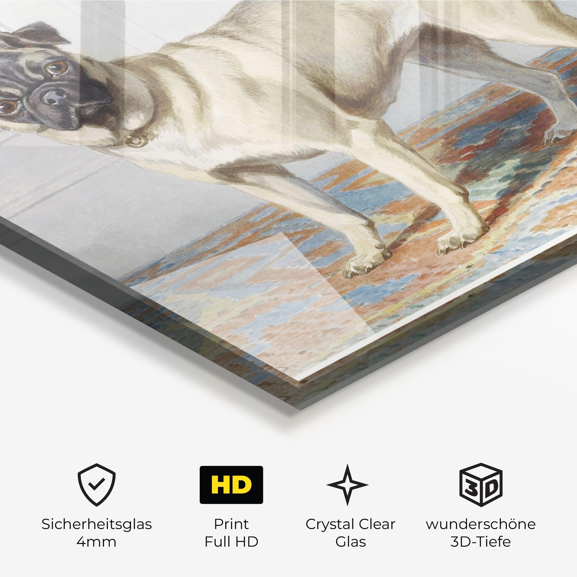 Glasbild Cute Cream Dog mockup 3