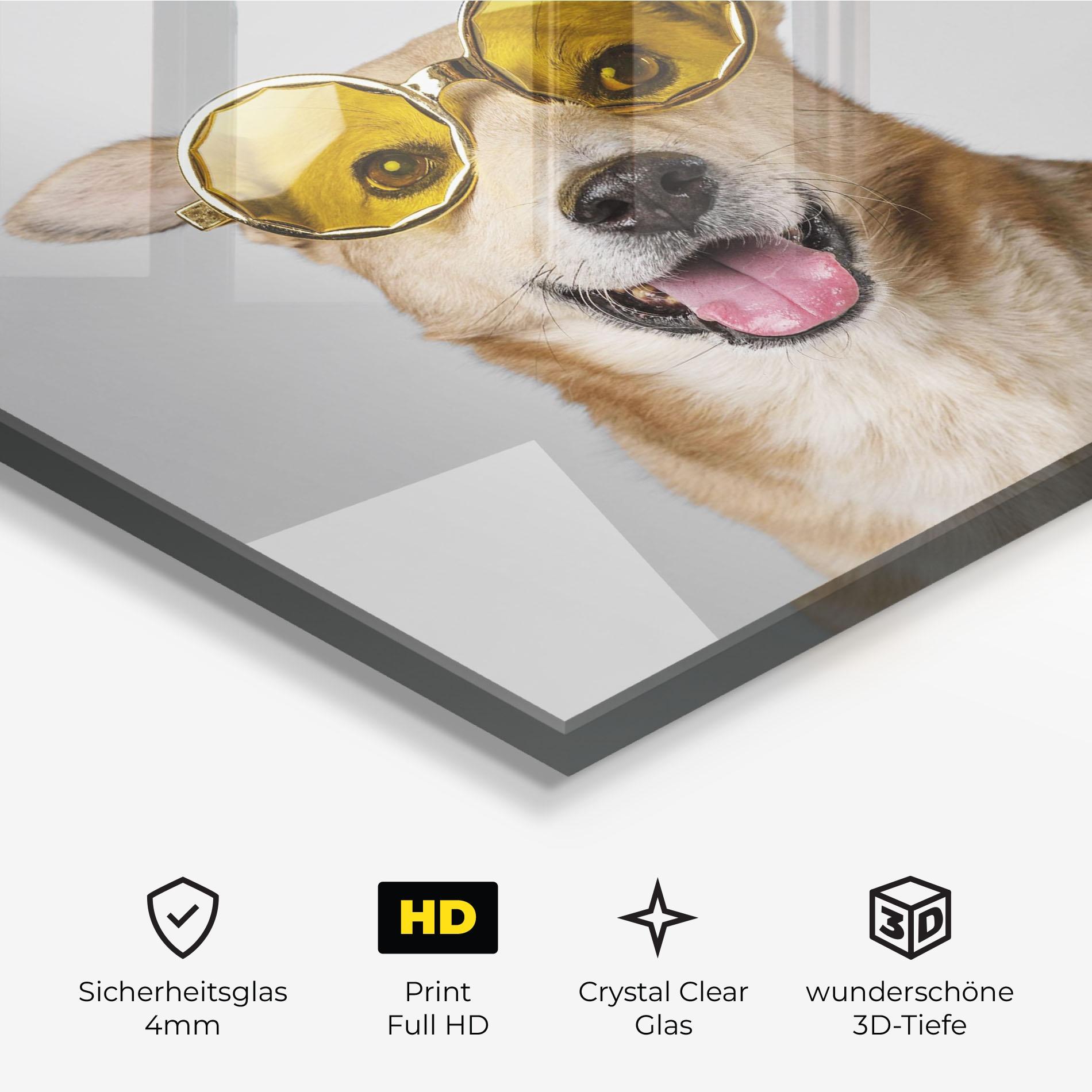 Glasbild Cute Smiley Dog mockup 3