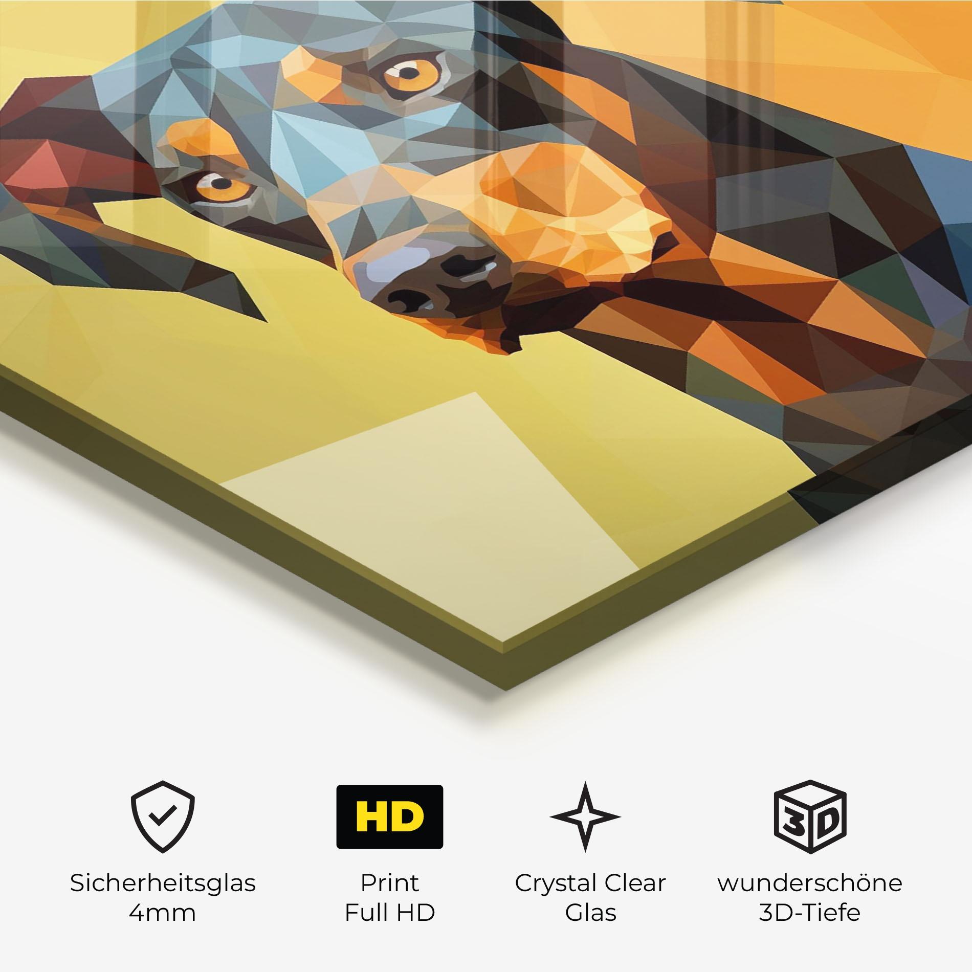 Glasbild Digital Art Dog mockup 3