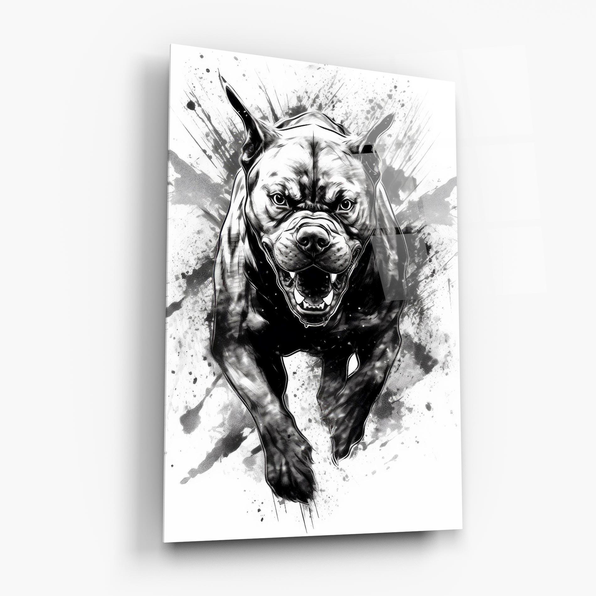 Glasbild Angry Dog Jump mockup 6