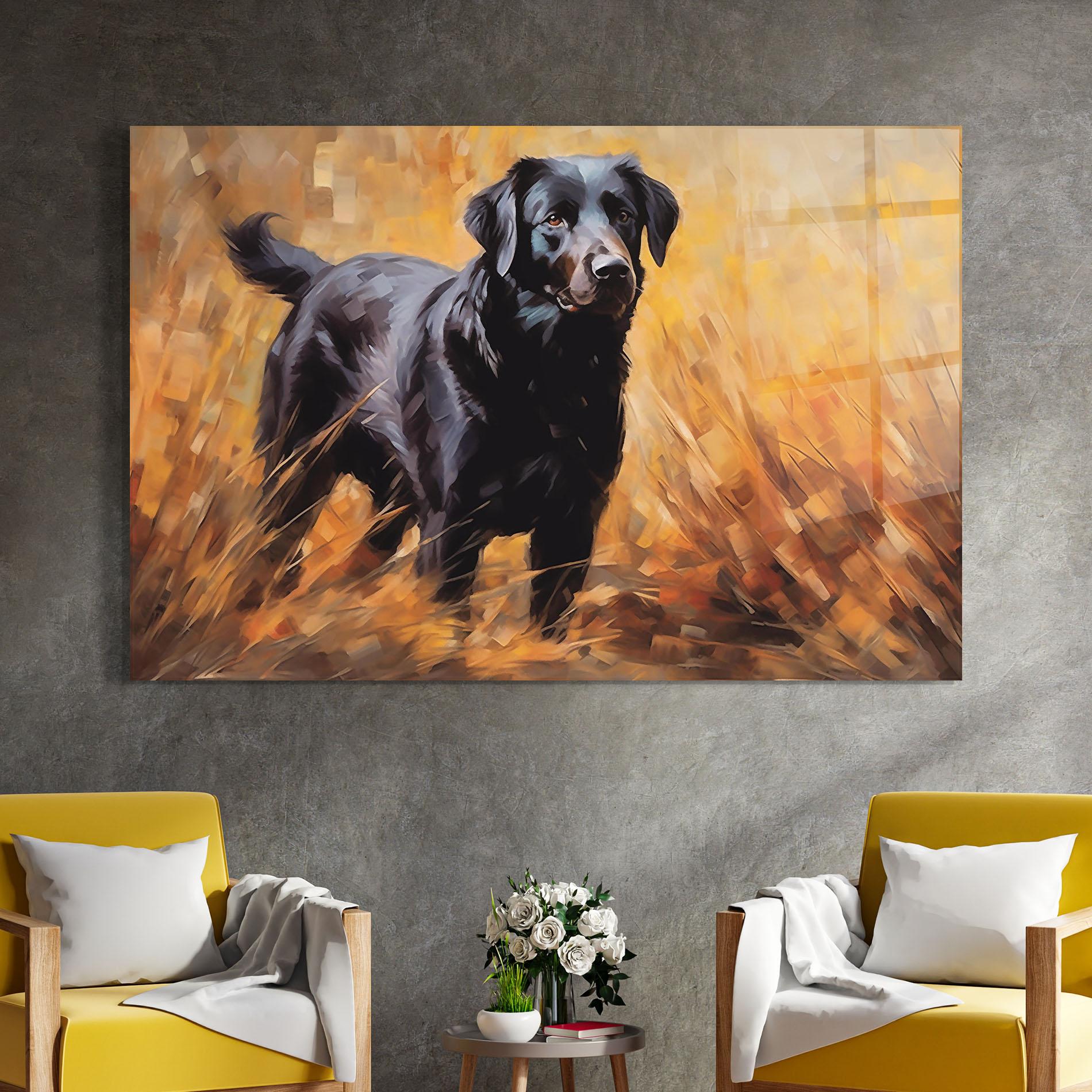 Glasbild Black Pretty Dog mockup 4