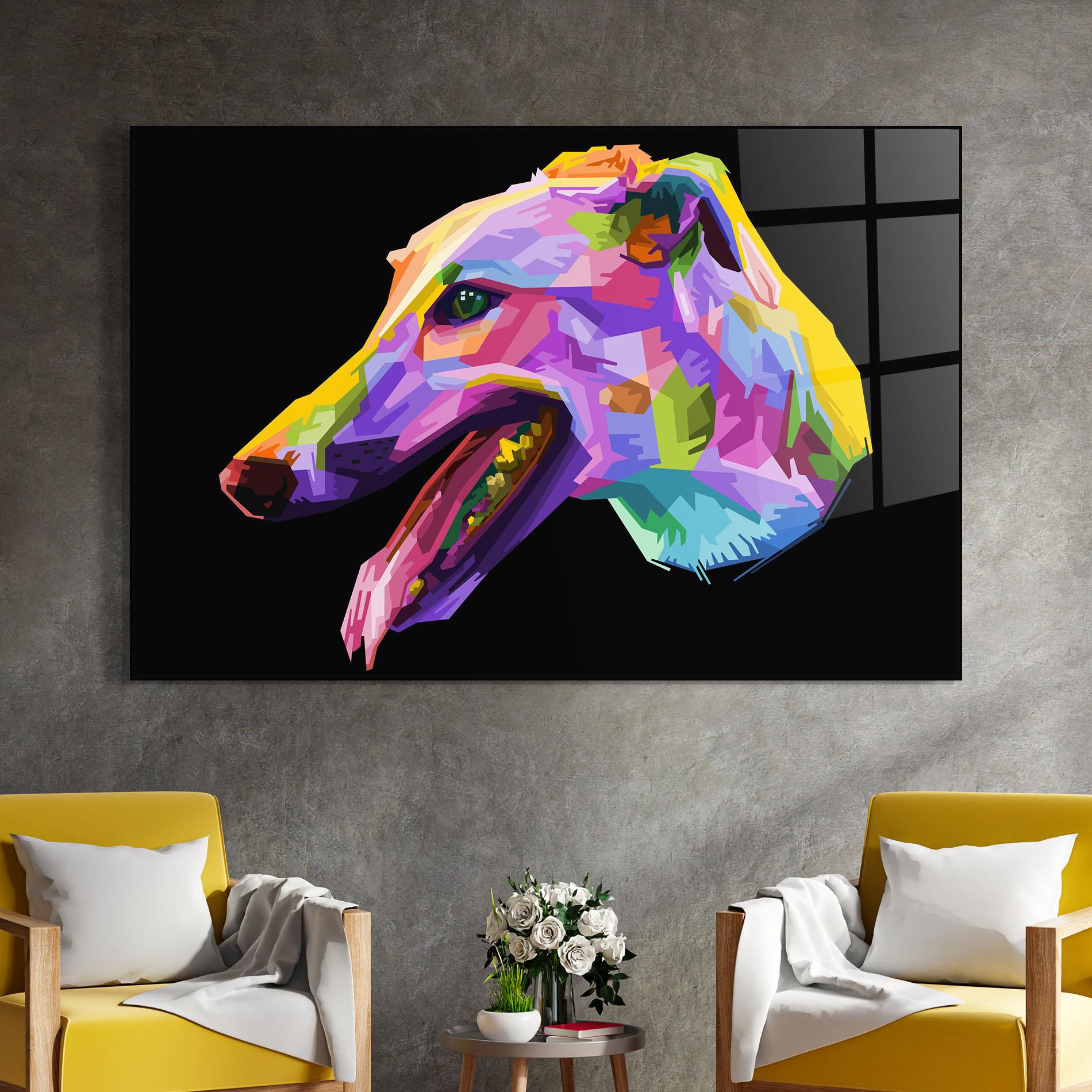Glasbild Colorful Dog Art mockup 4