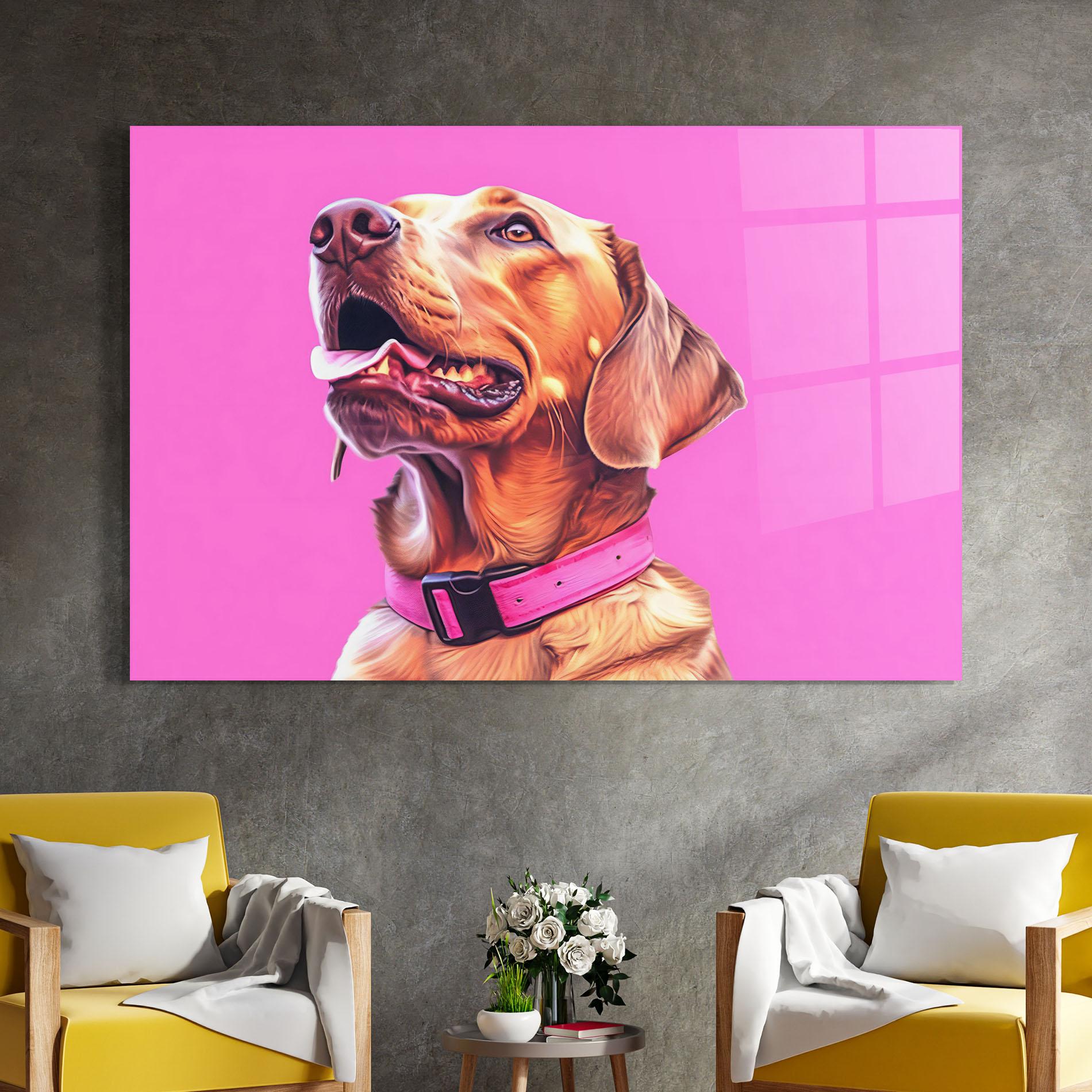 Glasbild Cute Retriever Dog mockup 4