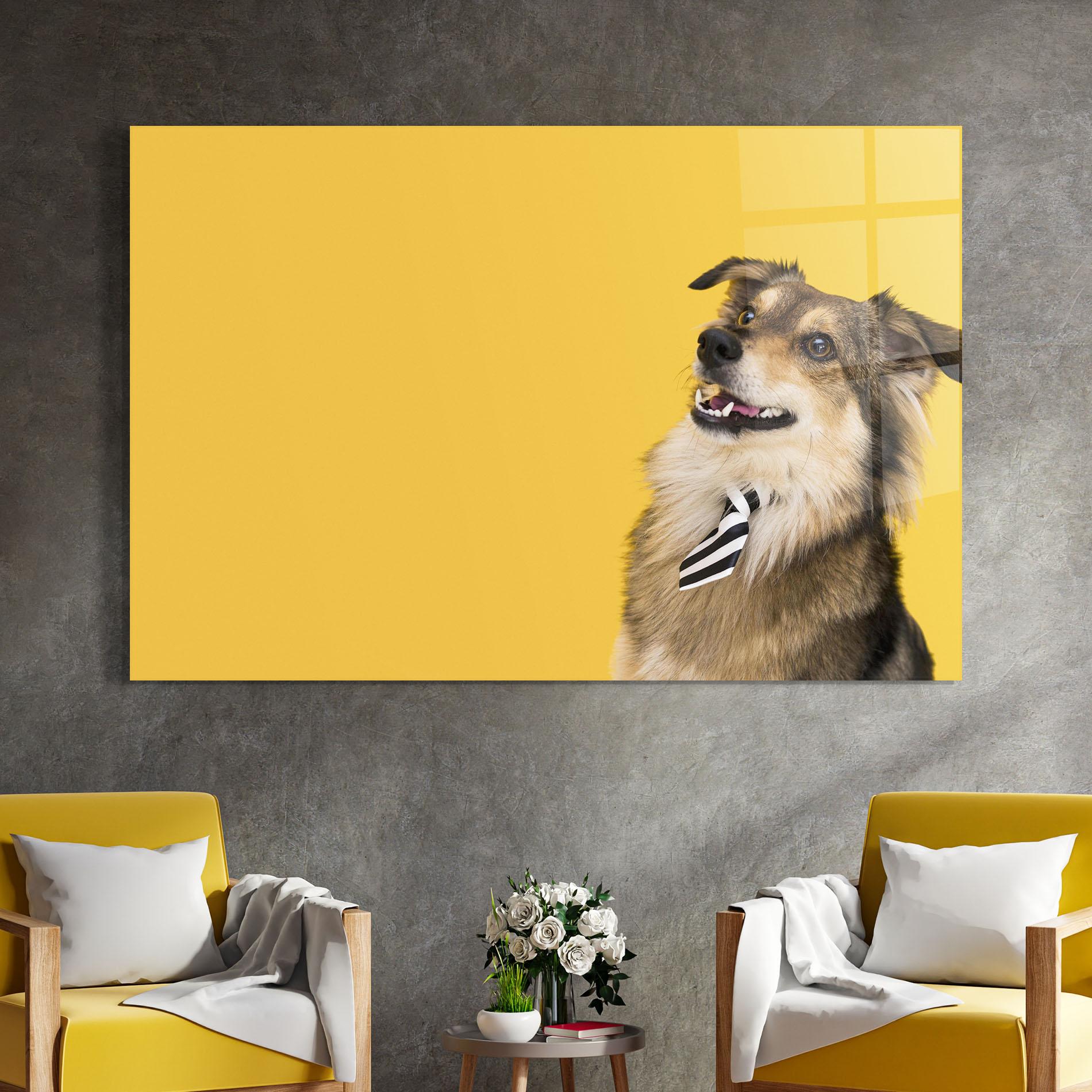 Glasbild Cute Smiling Dog mockup 4