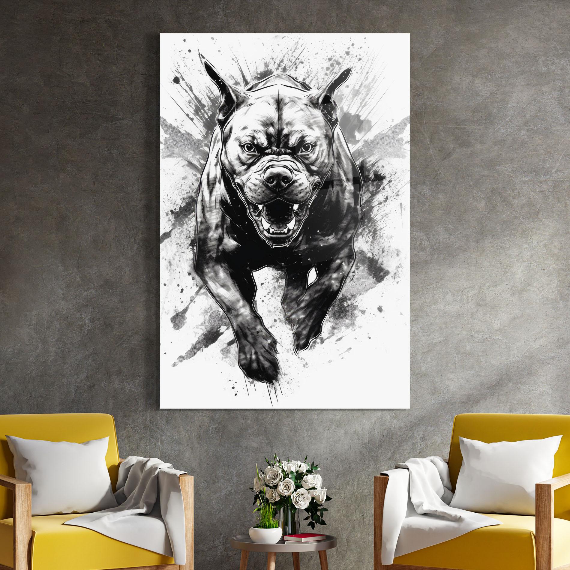 Glasbild Angry Dog Jump mockup 4