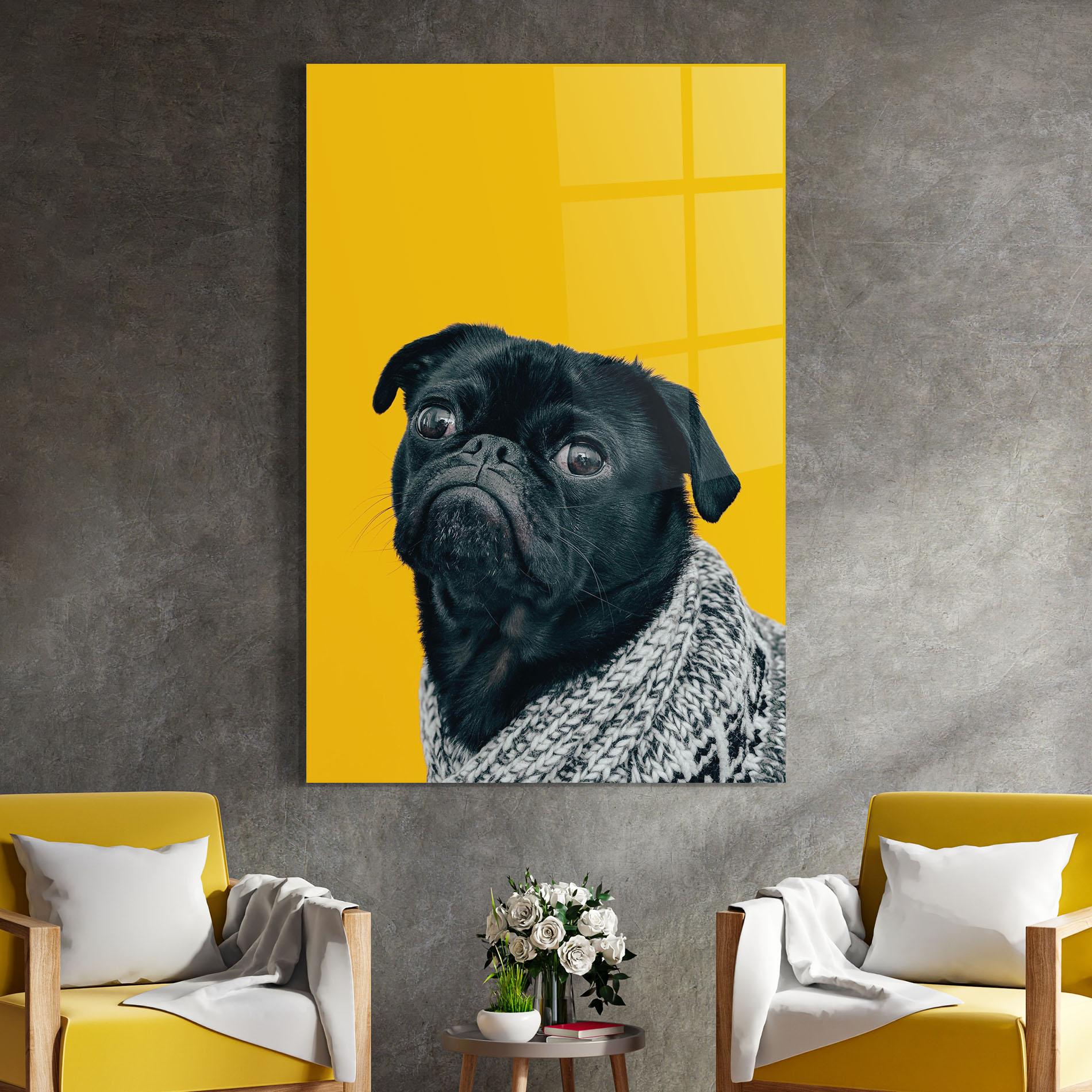 Glasbild Black Pug mockup 4