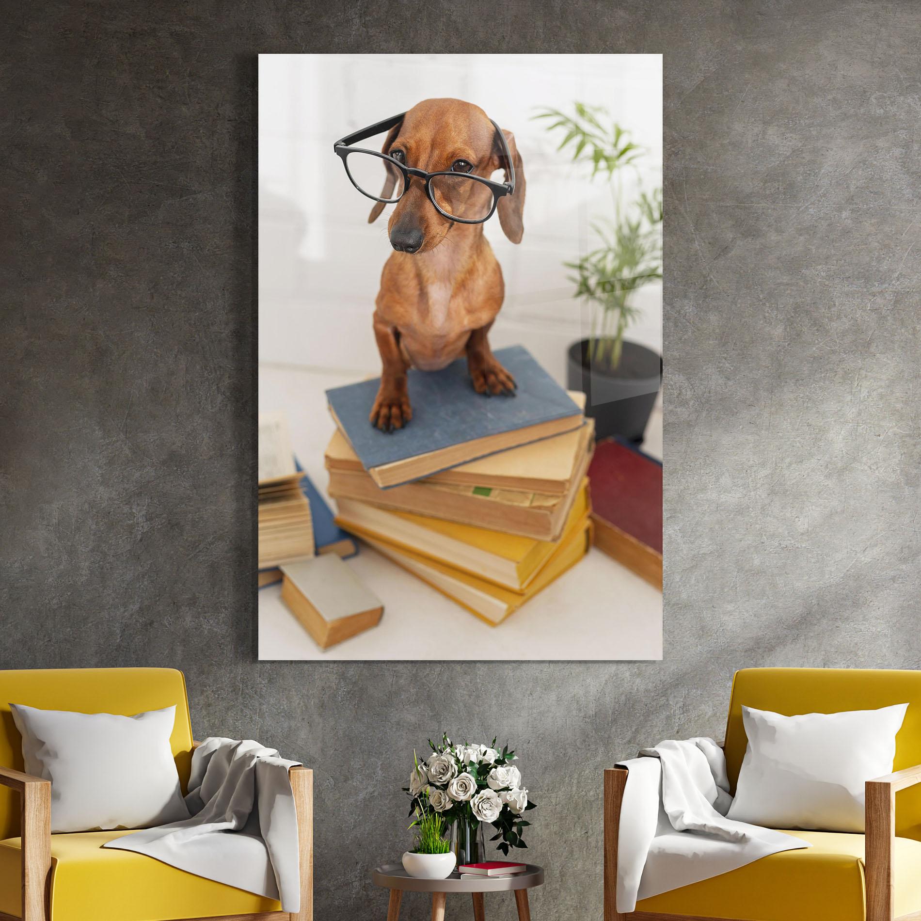 Glasbild Books Cute Dog mockup 4