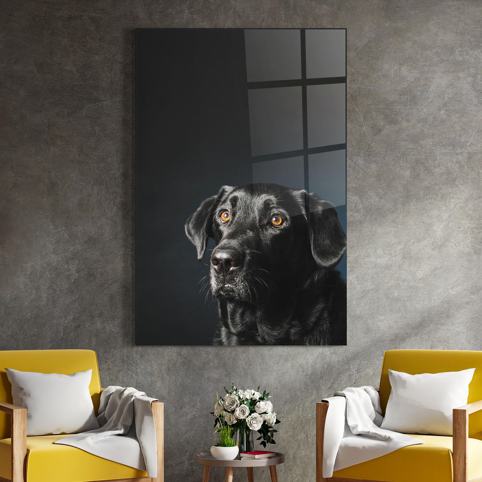 Glasbild Brown Eyes Dog mockup 4