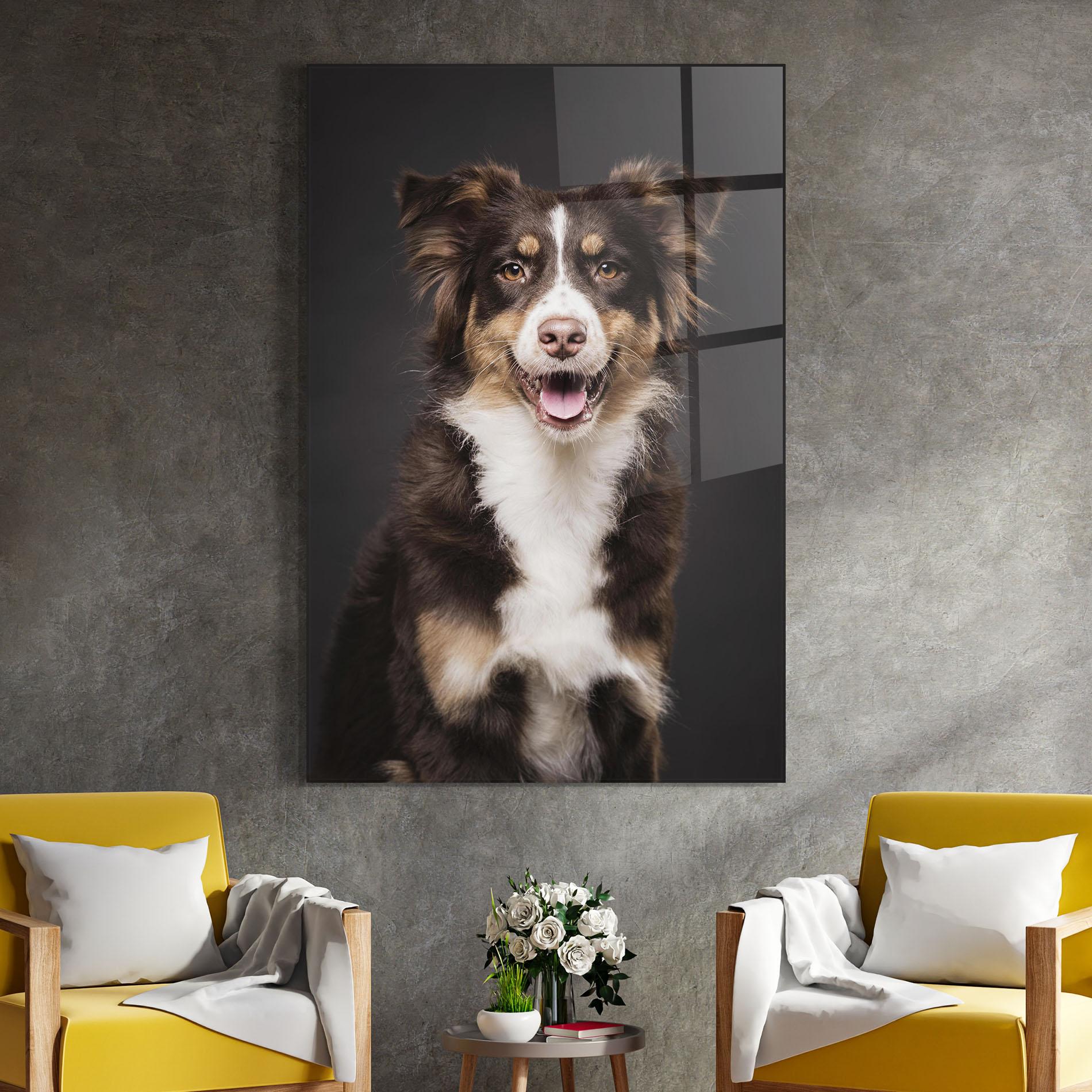 Glasbild Cute Dog Sitting mockup 4