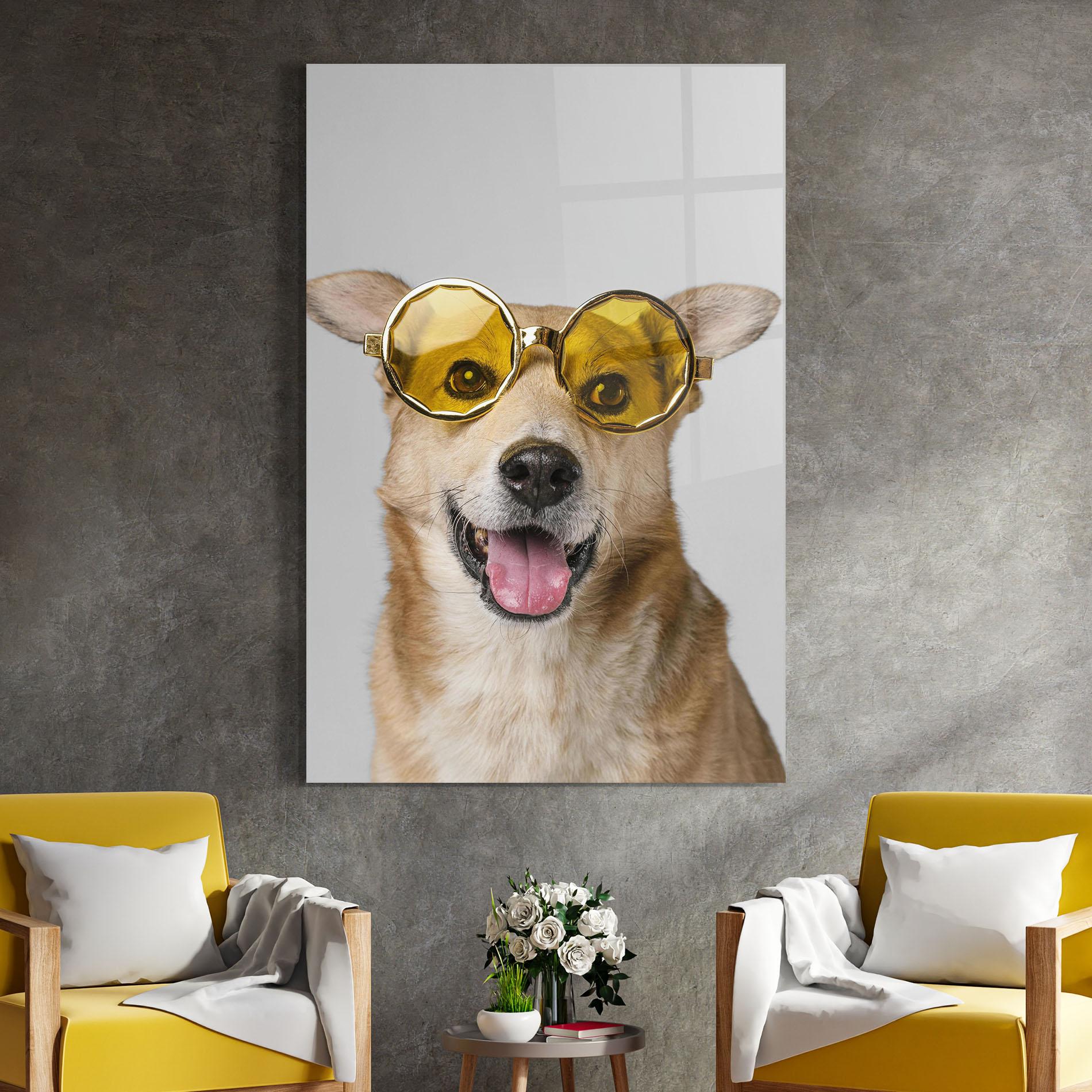 Glasbild Cute Smiley Dog mockup 4