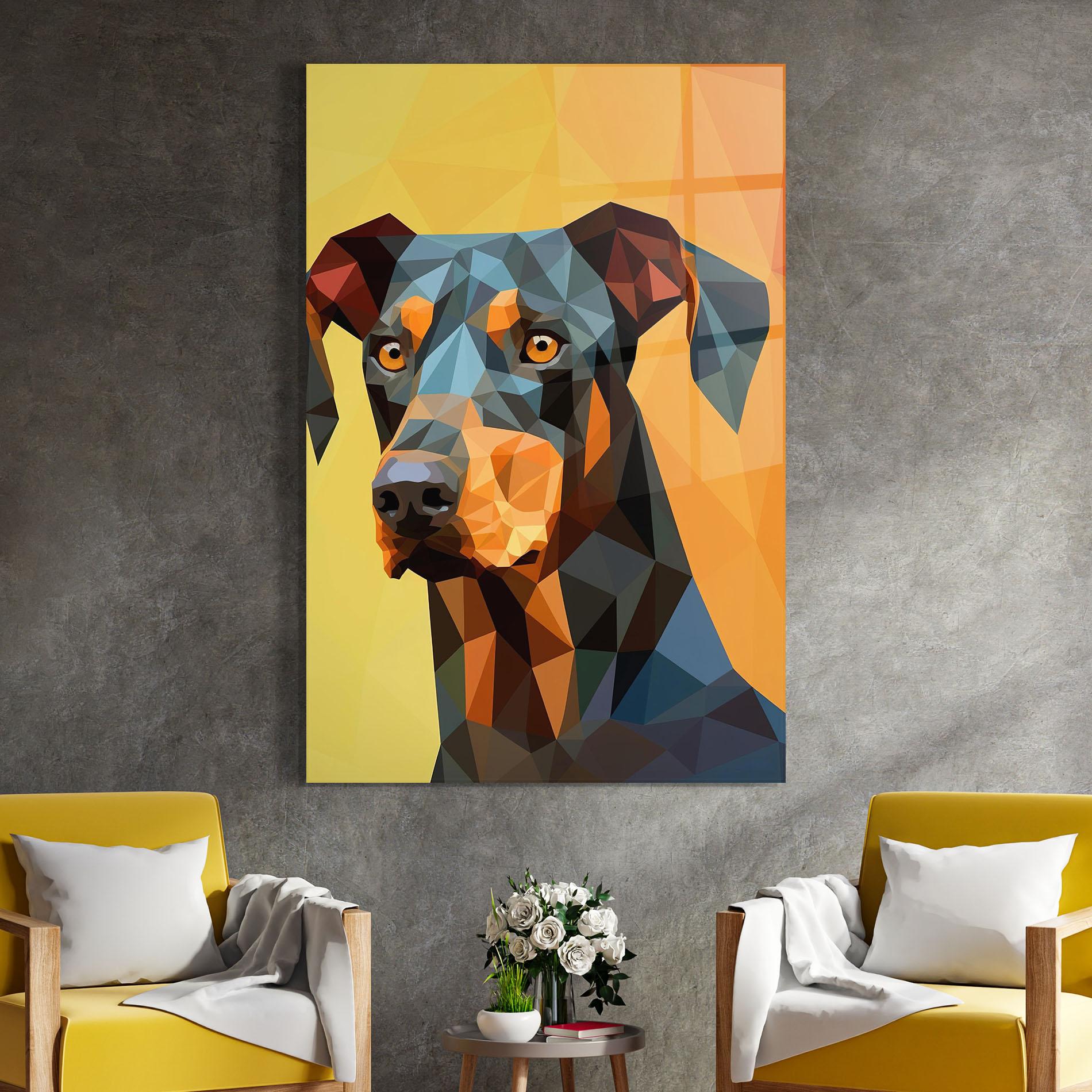Glasbild Digital Art Dog mockup 4