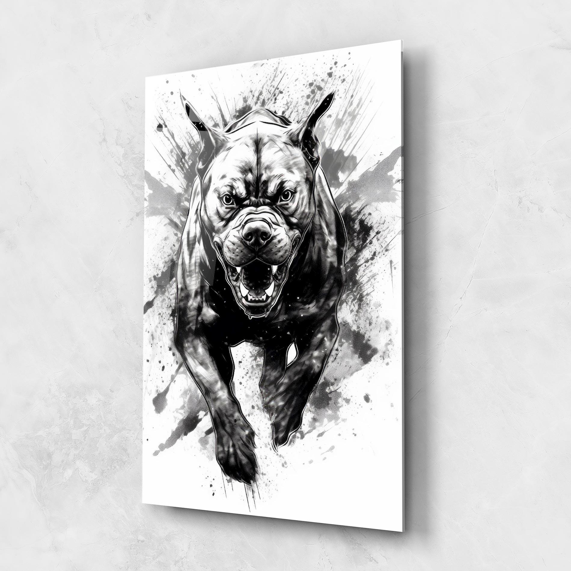 Glasbild Angry Dog Jump mockup 1