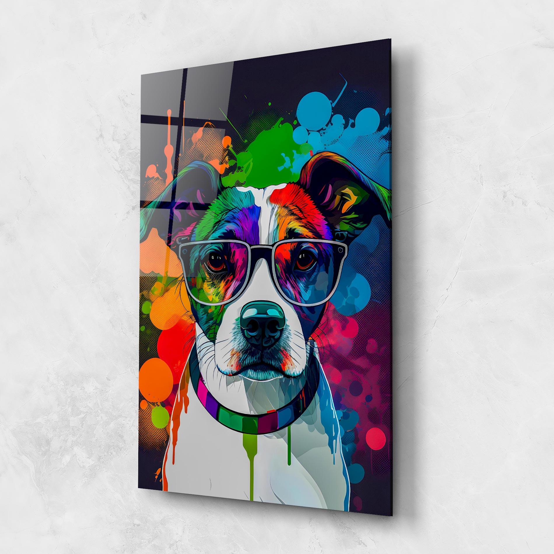 Glasbild Colorful Dog mockup 1