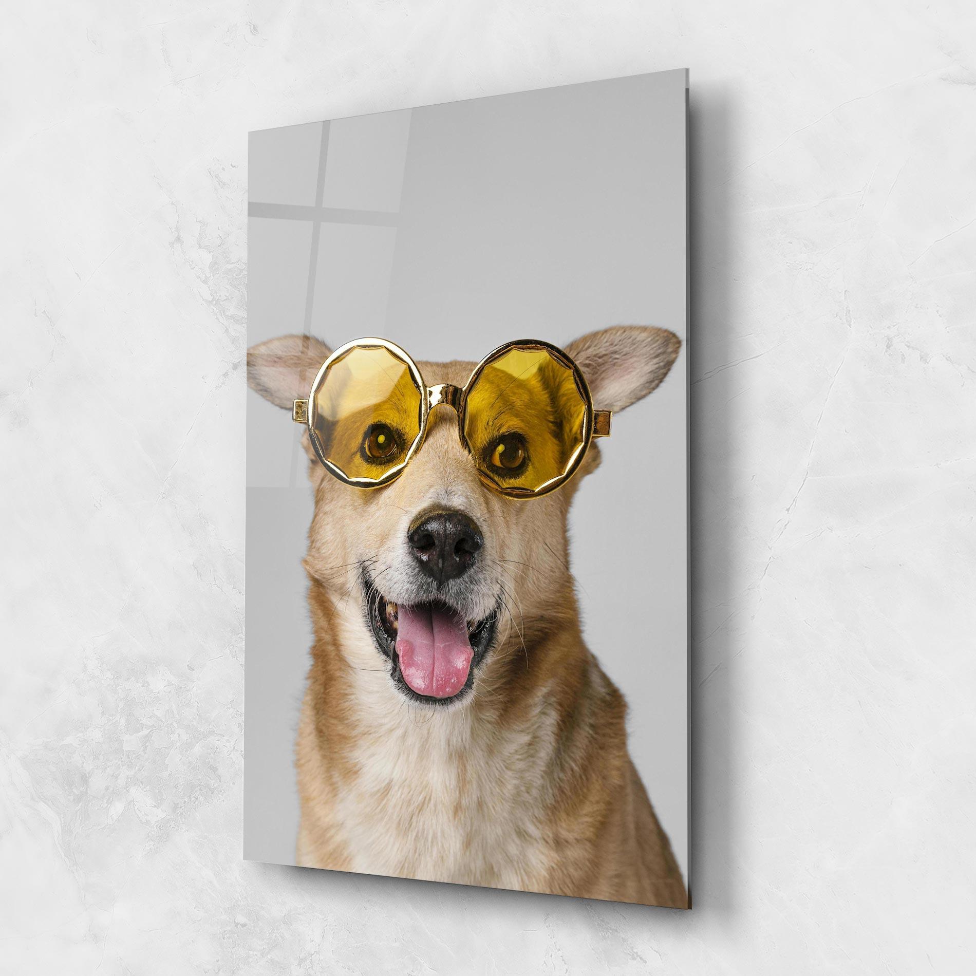 Glasbild Cute Smiley Dog mockup 1