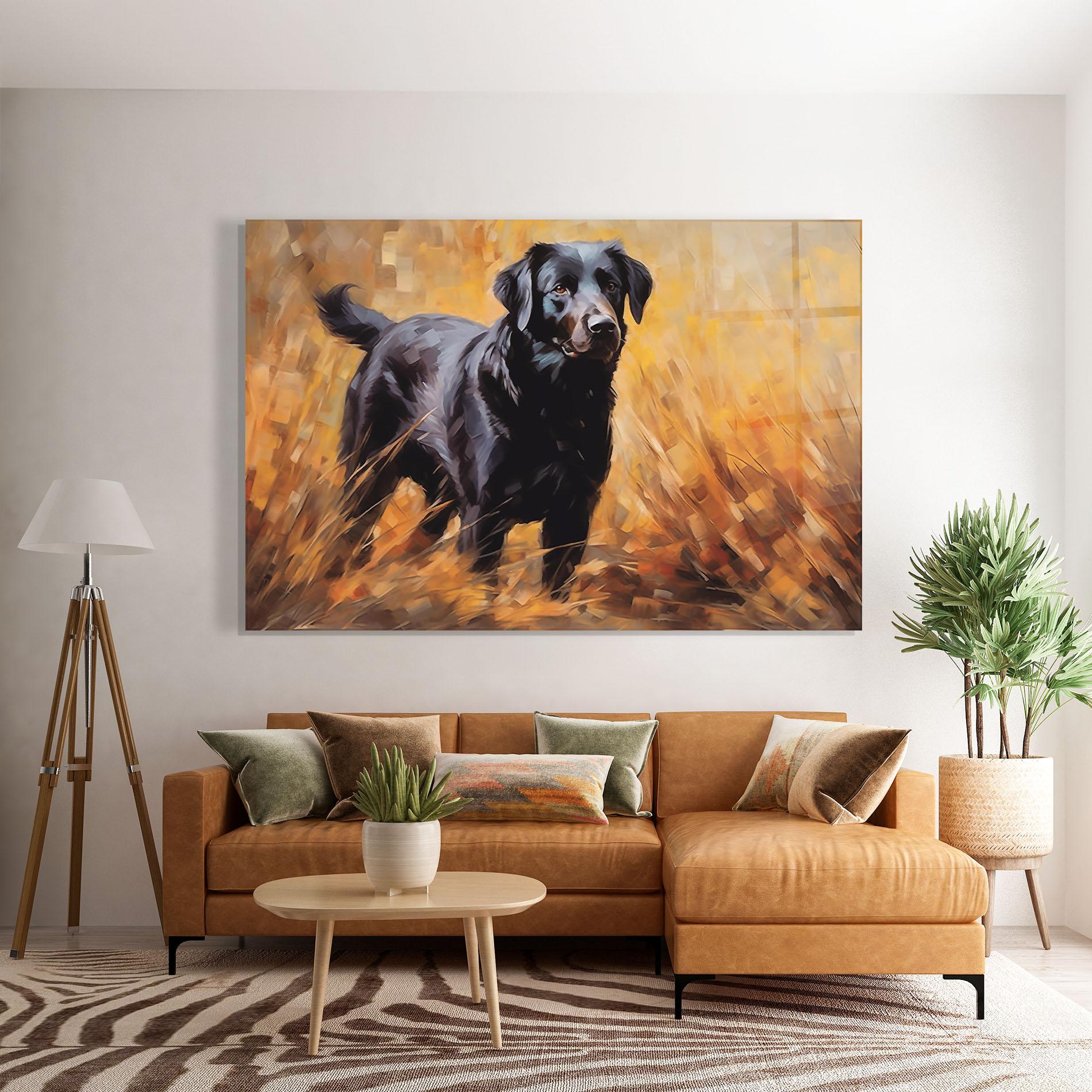 Glasbild Black Pretty Dog mockup 7