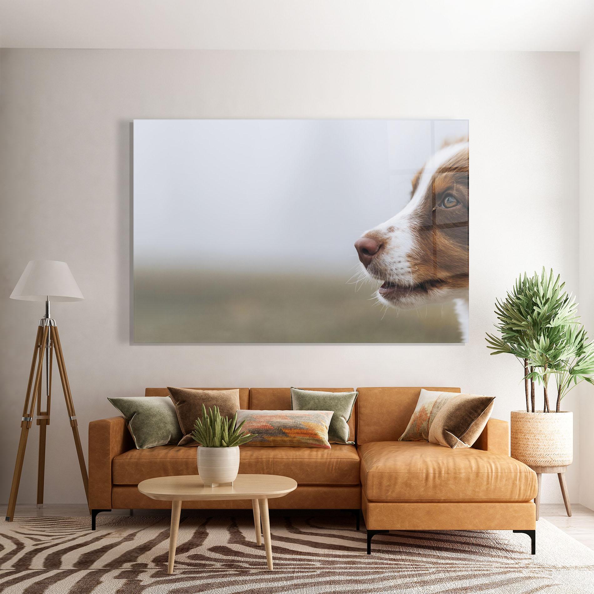 Glasbild Brown White Dog mockup 7