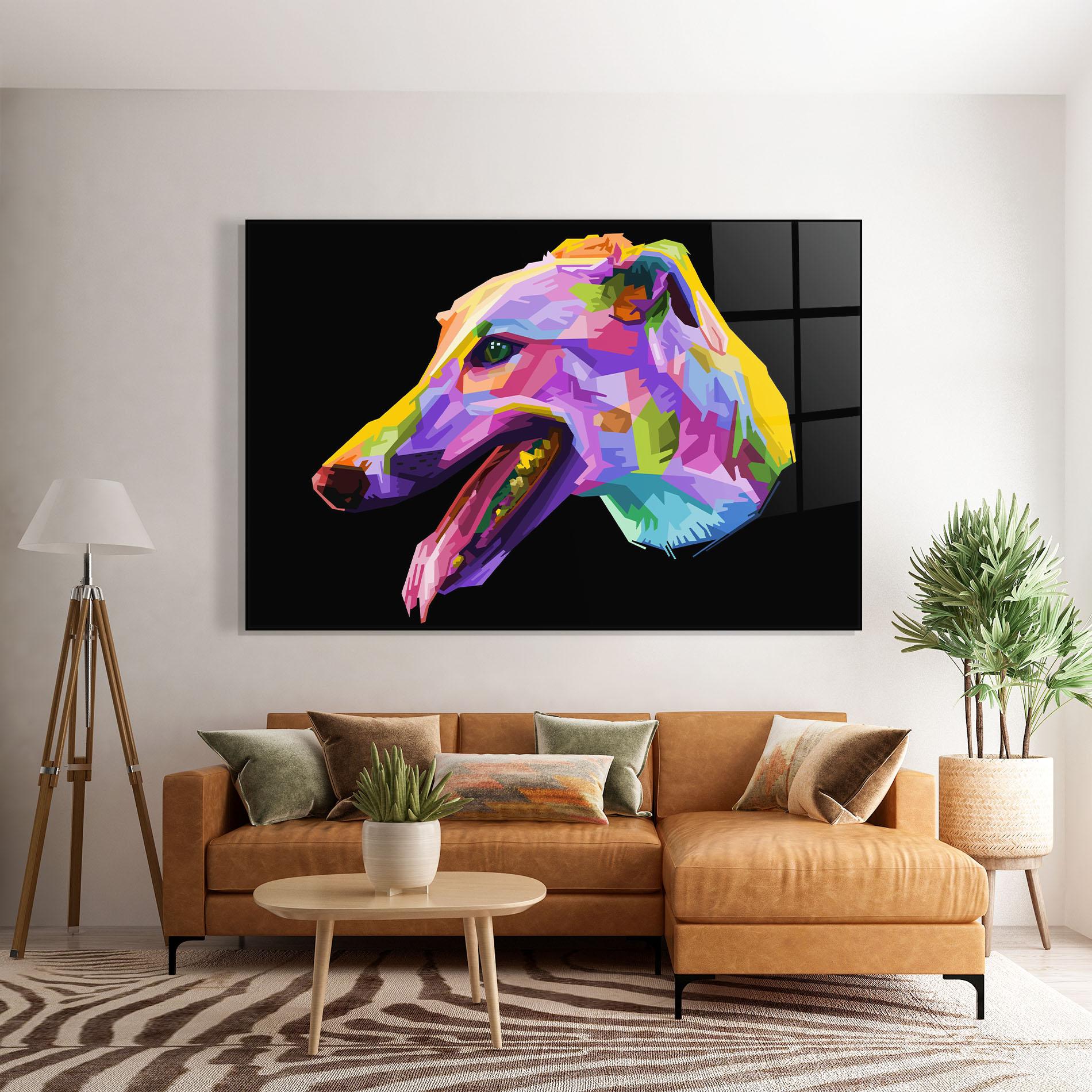 Glasbild Colorful Dog Art mockup 7