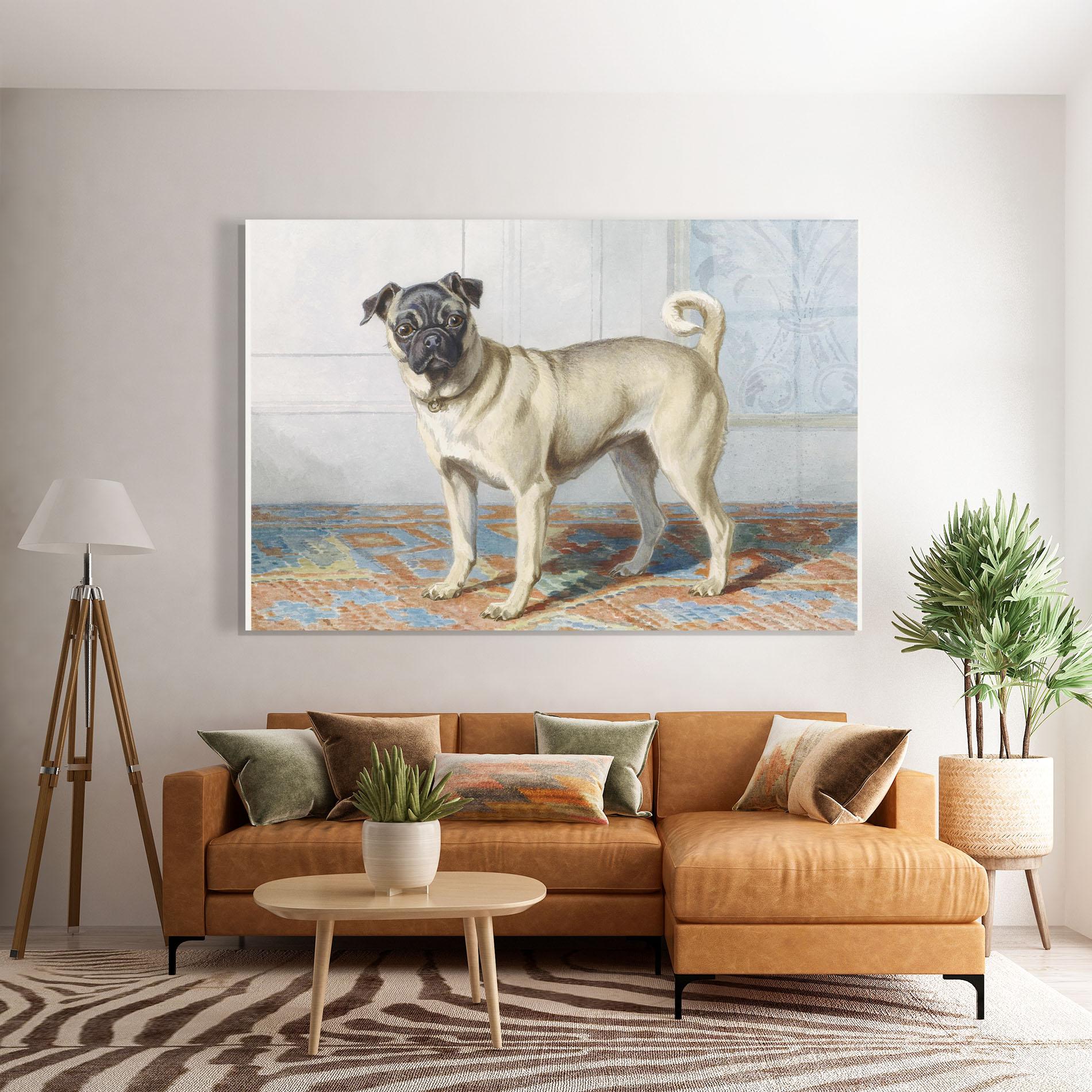 Glasbild Cute Cream Dog mockup 7