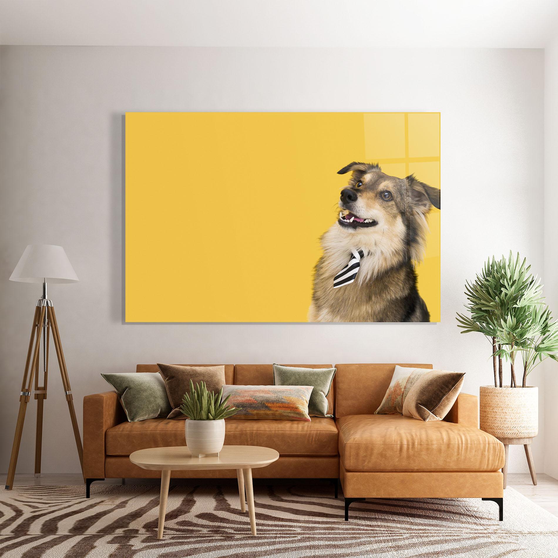 Glasbild Cute Smiling Dog mockup 7