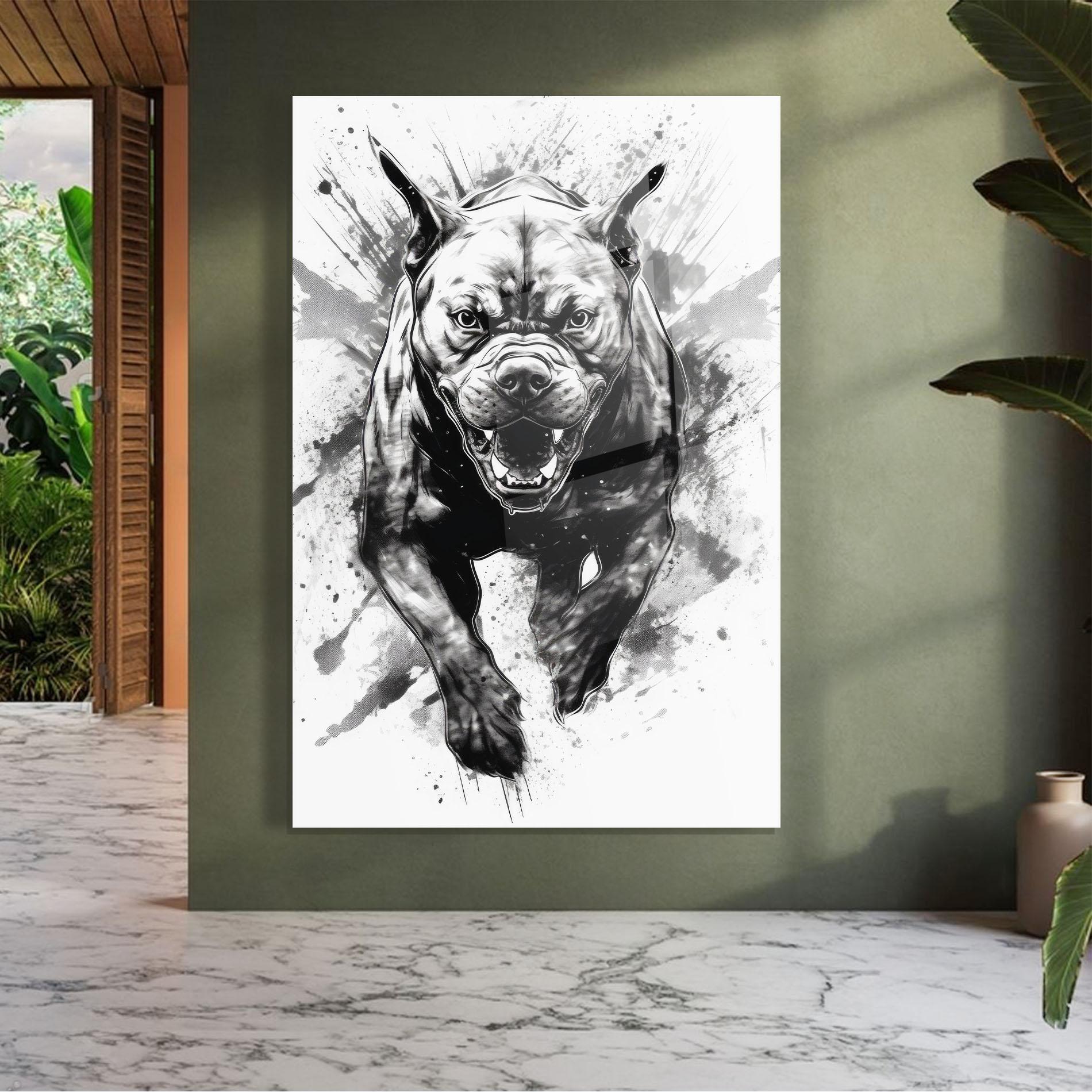 Glasbild Angry Dog Jump mockup 7