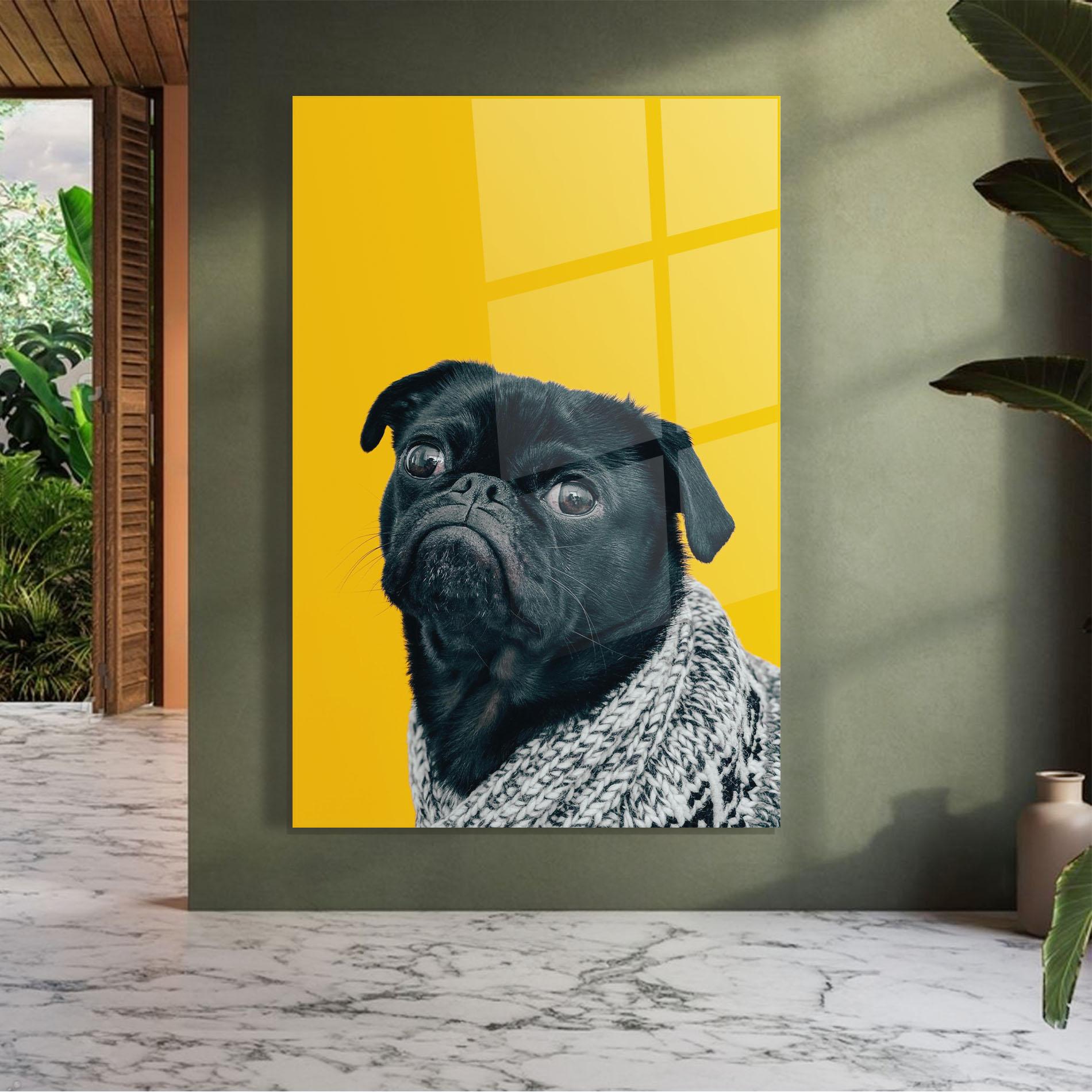 Glasbild Black Pug mockup 7
