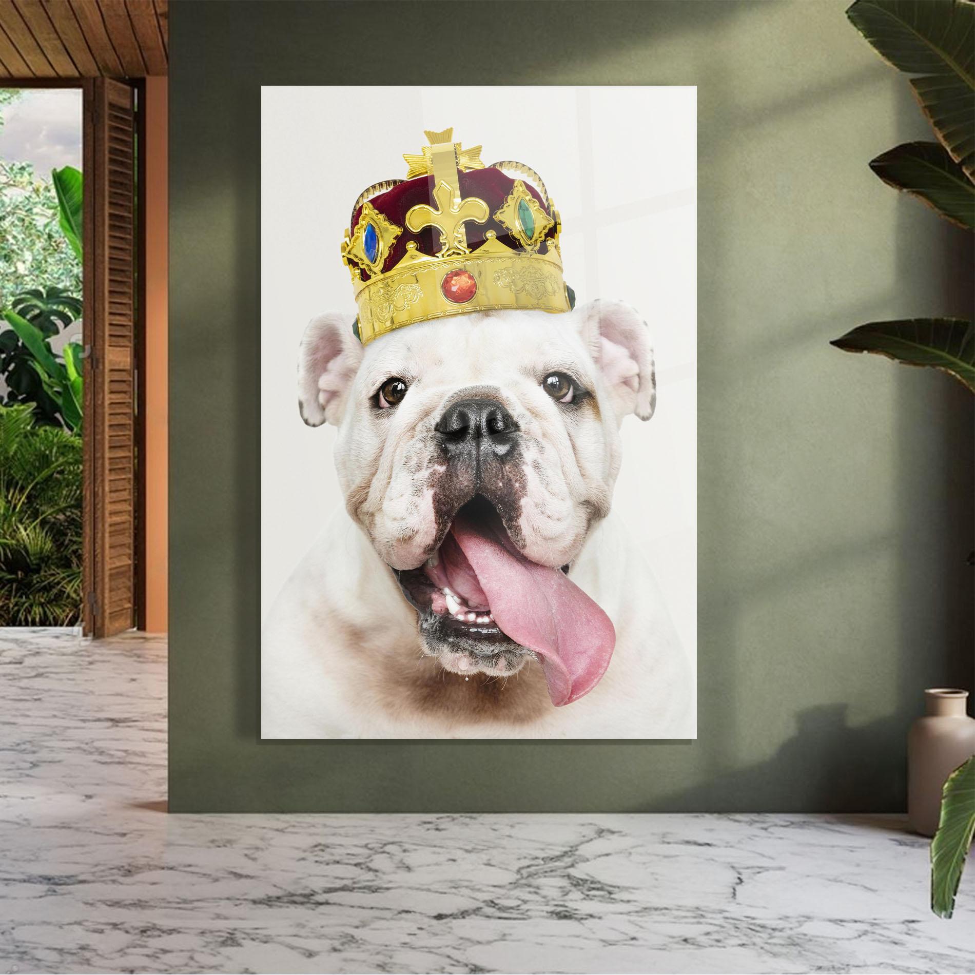 Glasbild Bulldog Wearing Crown mockup 7