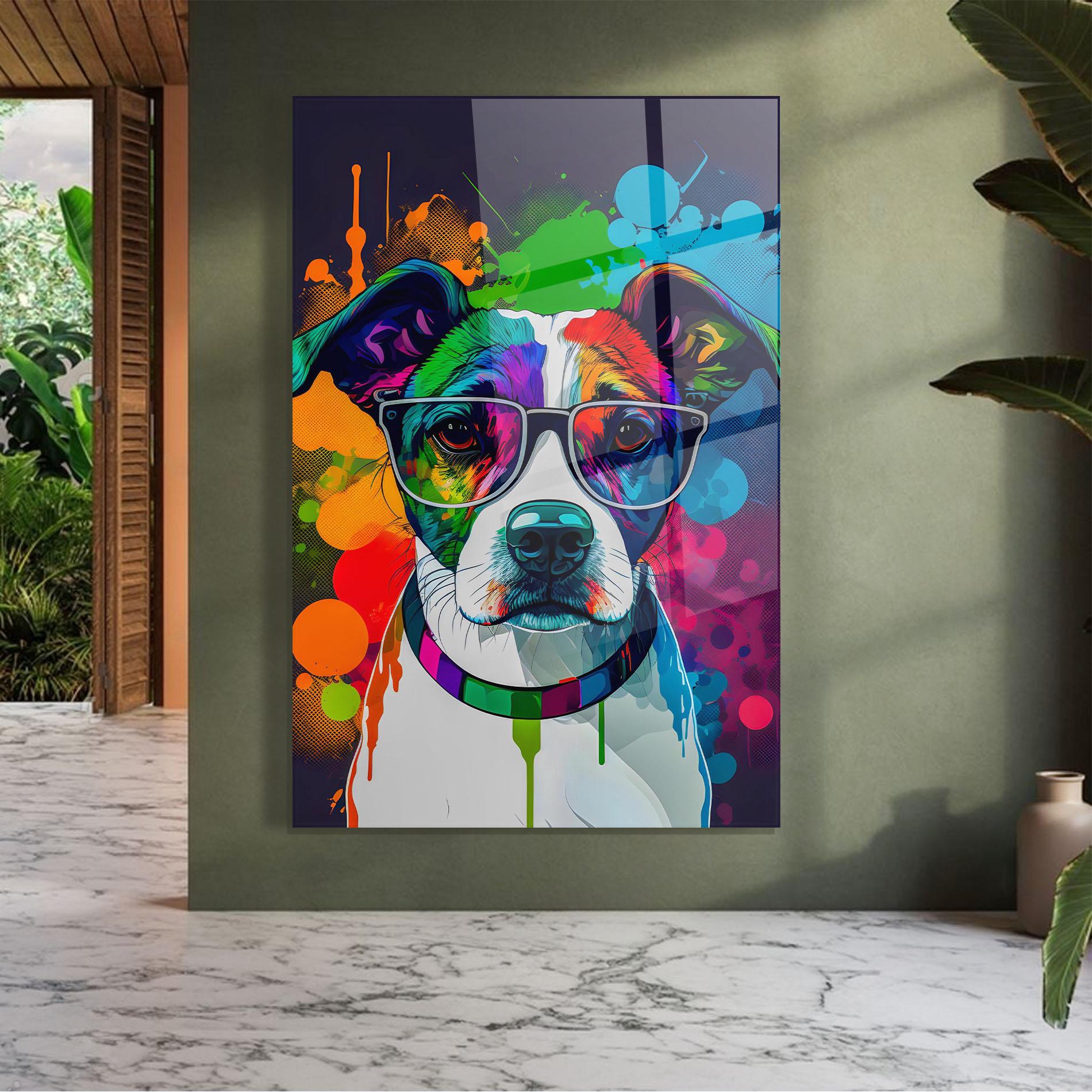 Glasbild Colorful Dog mockup 7