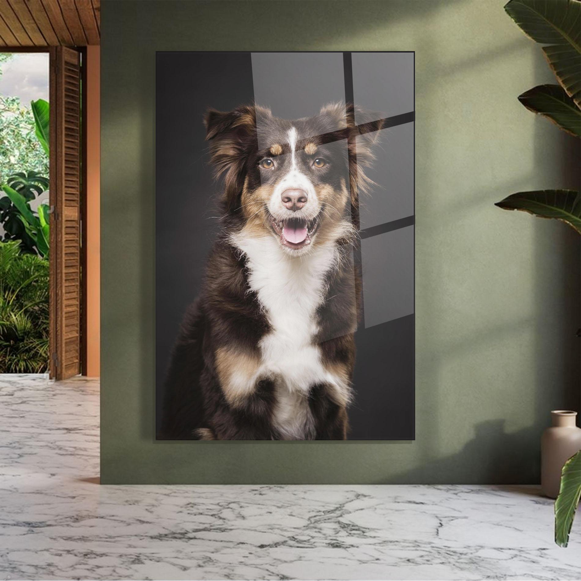 Glasbild Cute Dog Sitting mockup 7