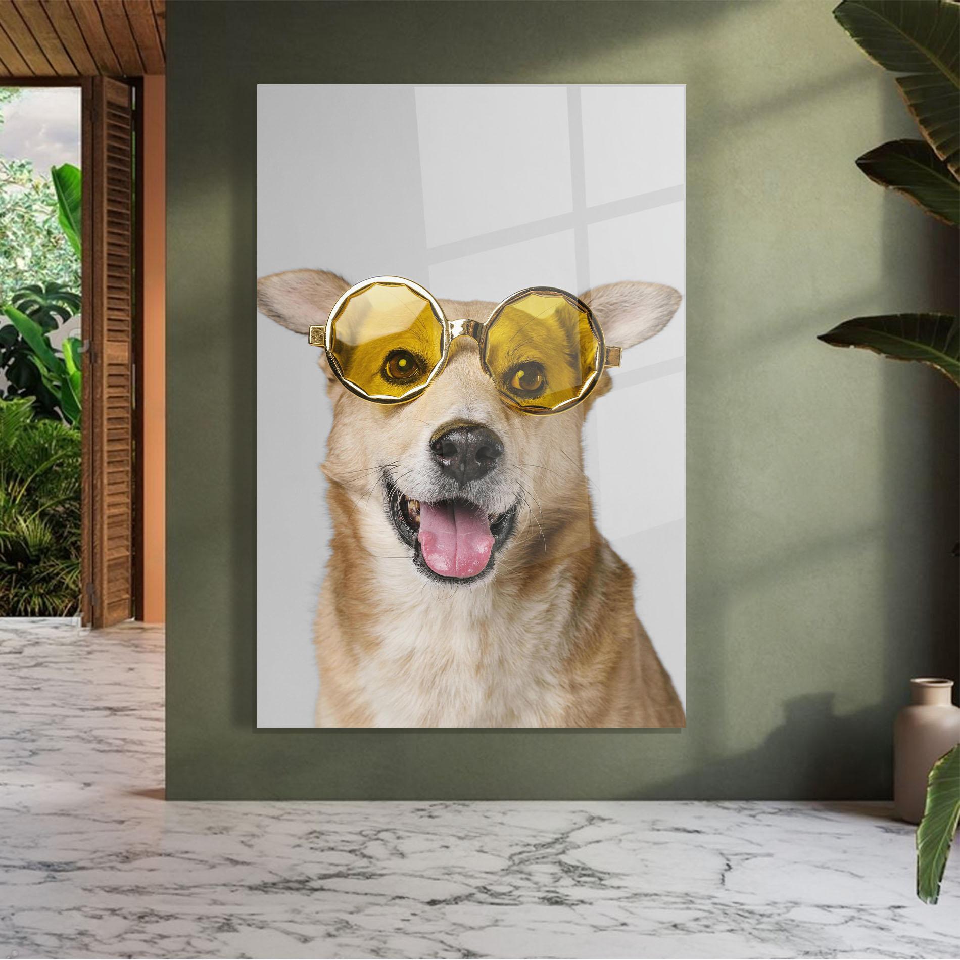 Glasbild Cute Smiley Dog mockup 7