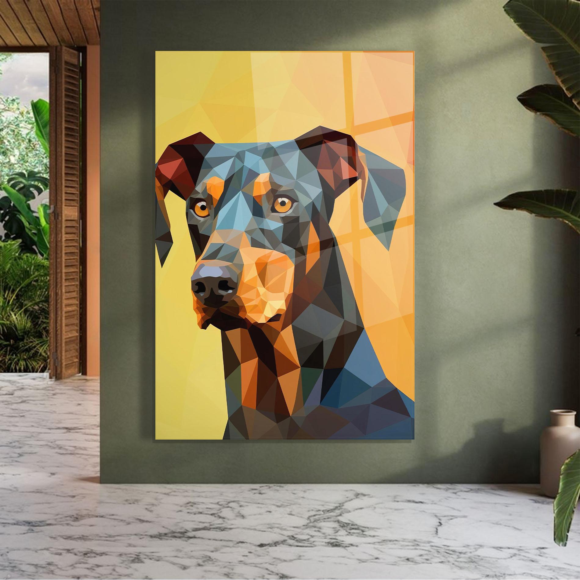 Glasbild Digital Art Dog mockup 7