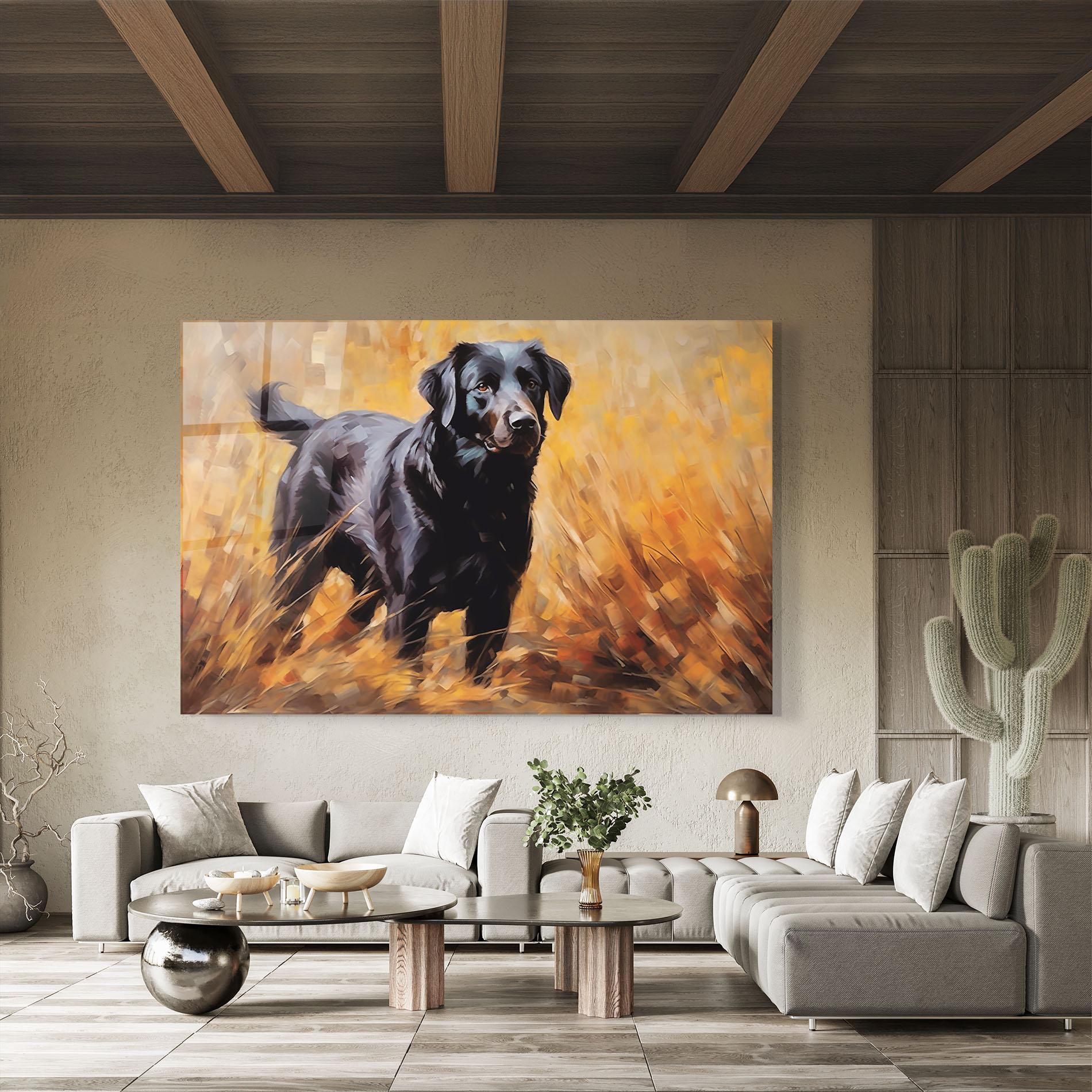 Glasbild Black Pretty Dog mockup 8