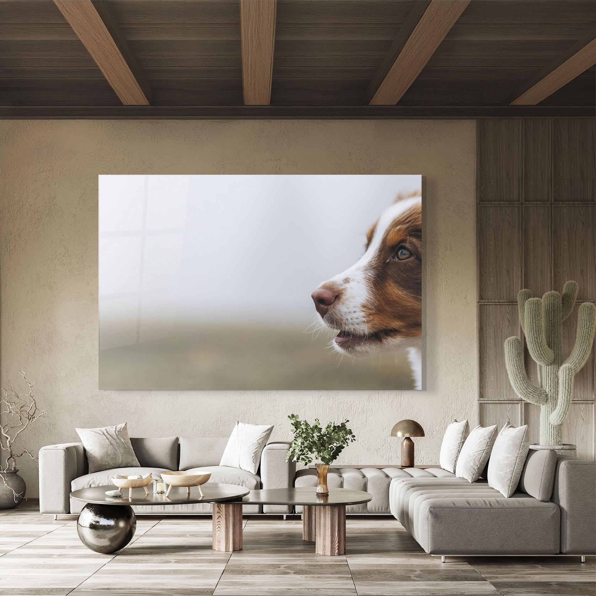 Glasbild Brown White Dog mockup 8