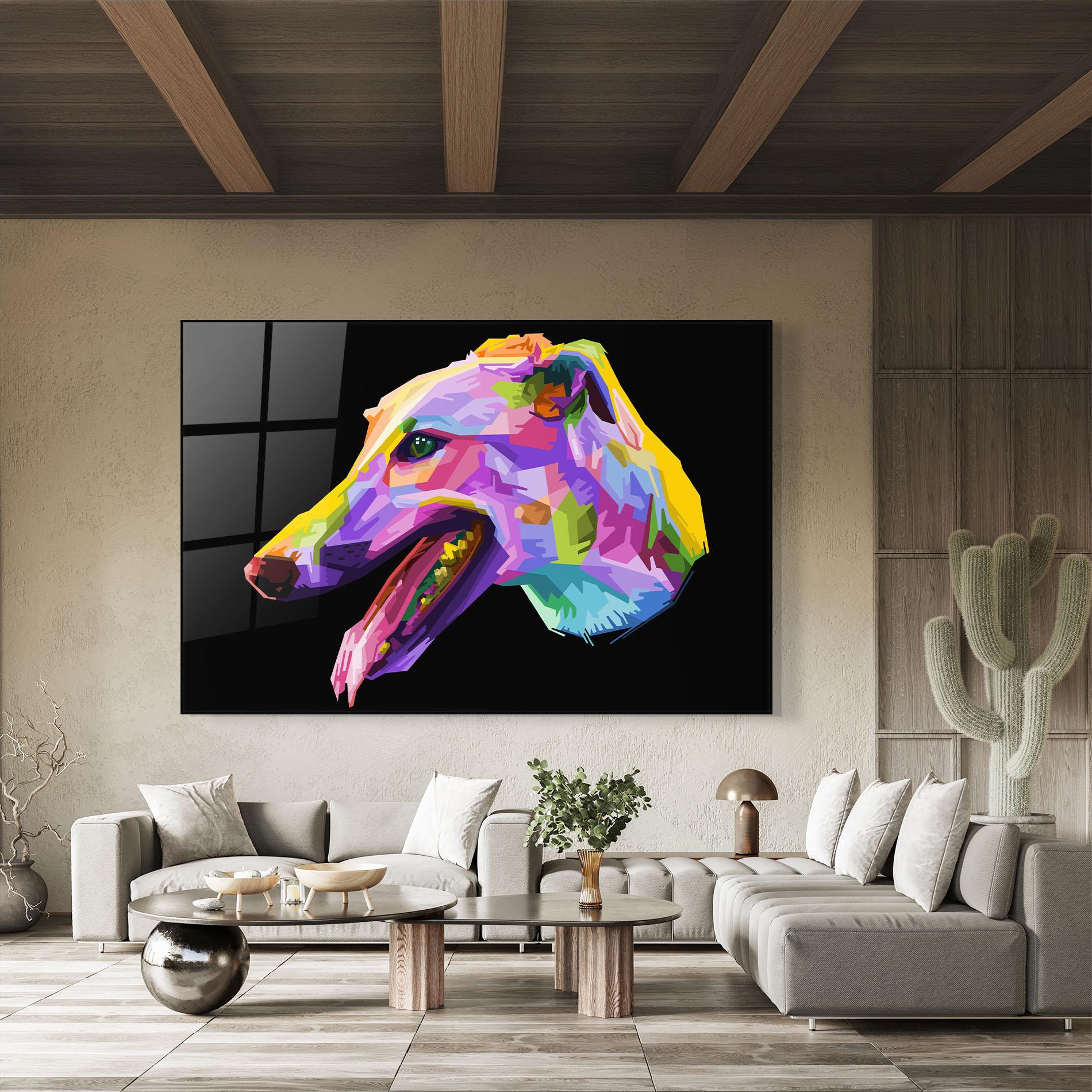 Glasbild Colorful Dog Art mockup 8