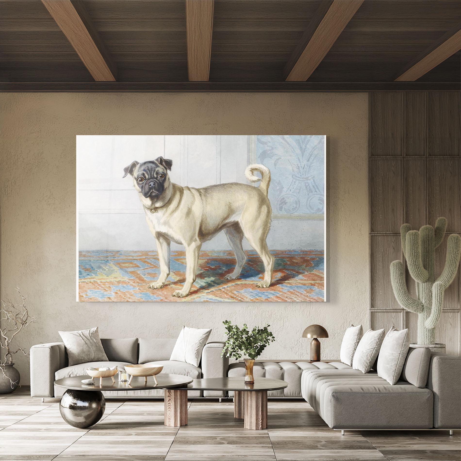 Glasbild Cute Cream Dog mockup 8