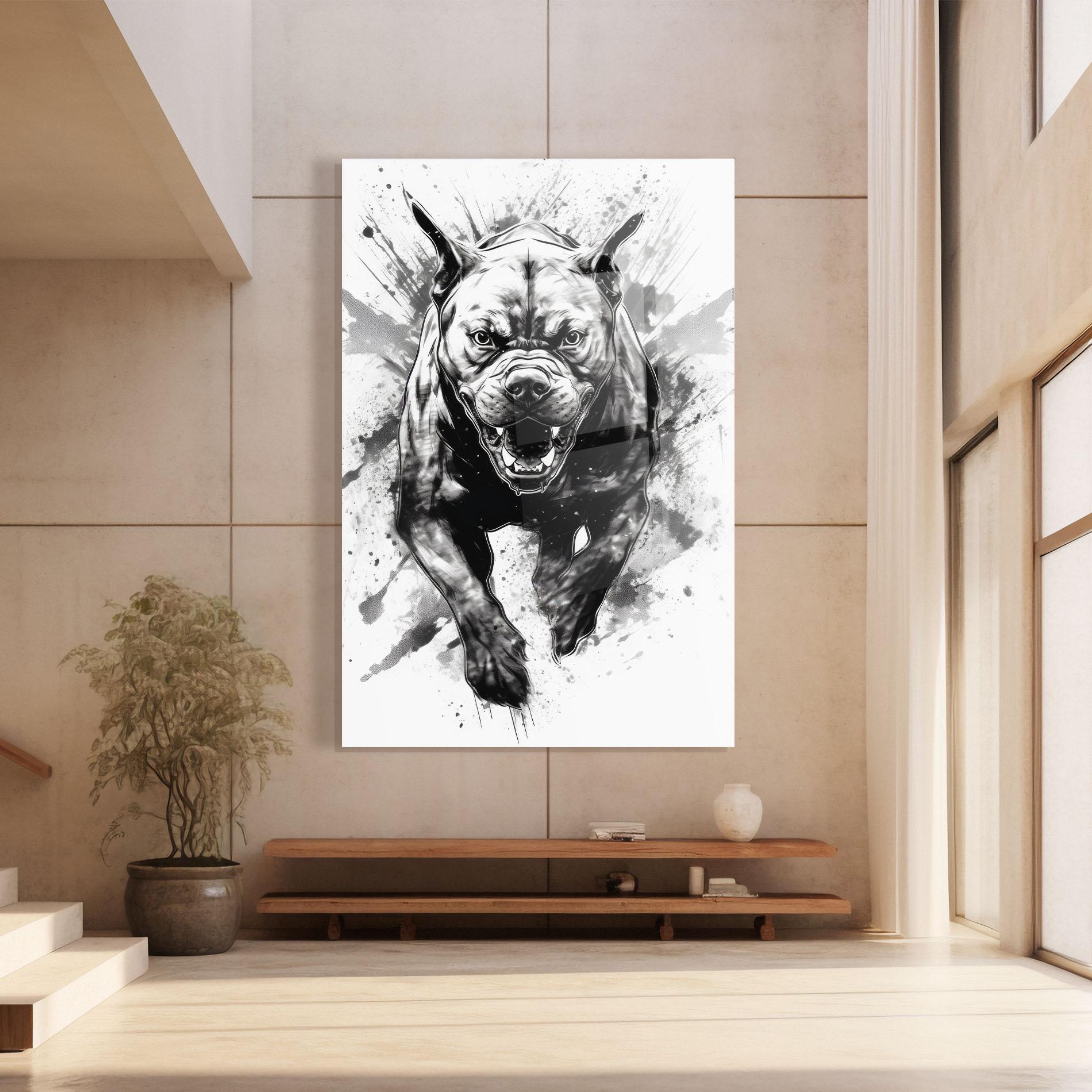 Glasbild Angry Dog Jump mockup 8